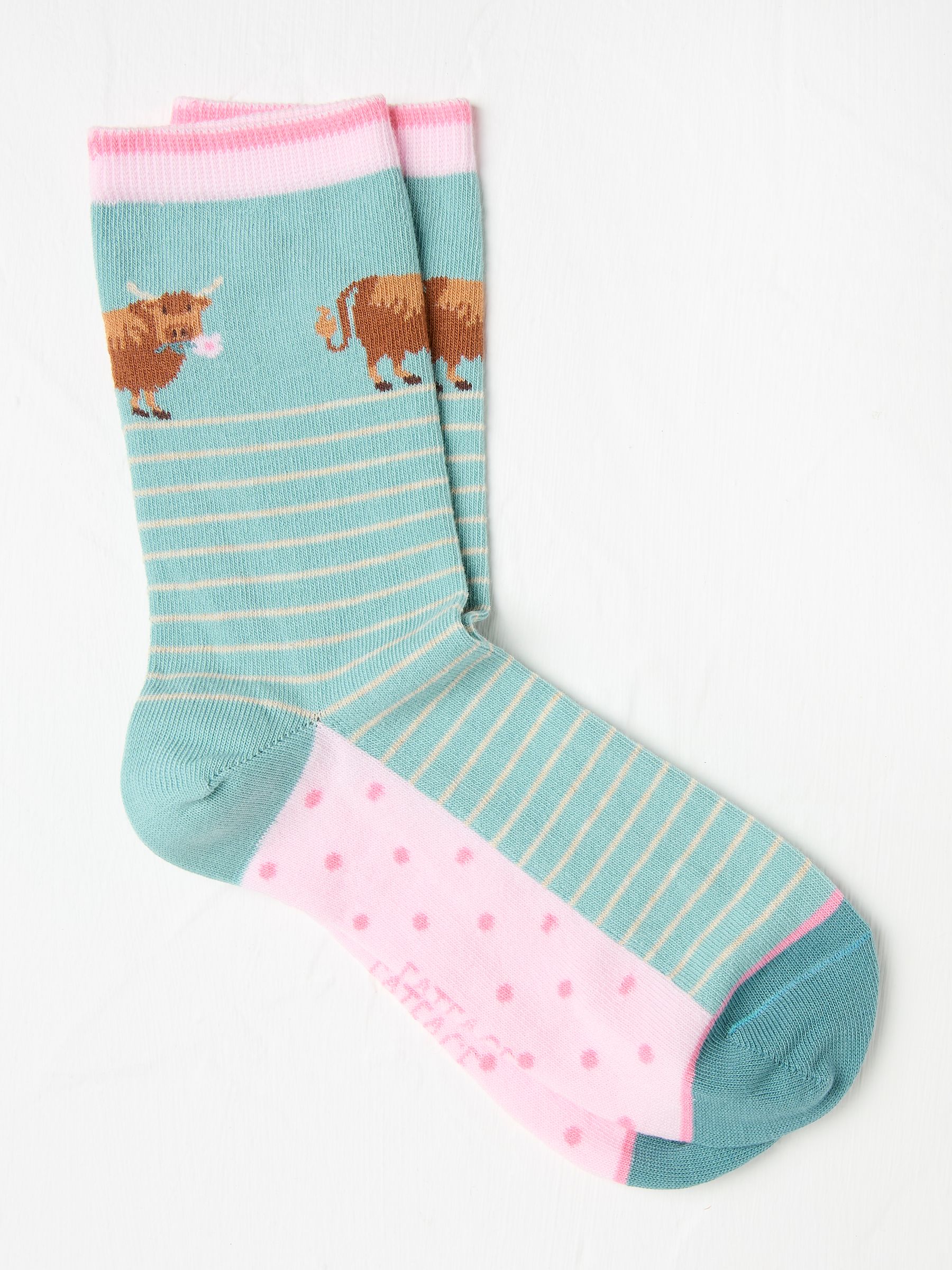 Green Hetty Highland Cow Women's Socks - Image 1 of 2