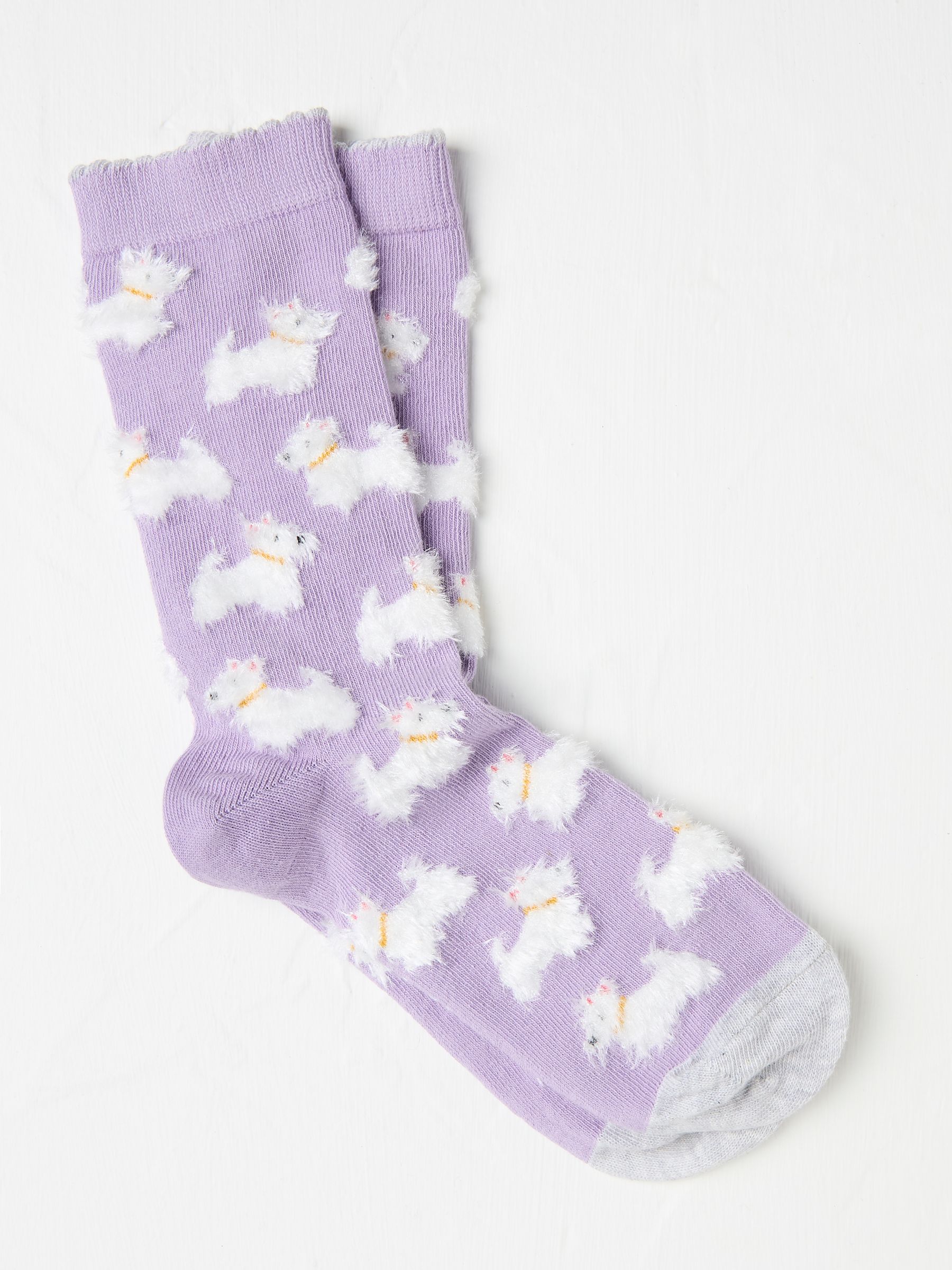 Lilac Purple Fluffy Westie Women's Socks - Image 1 of 2