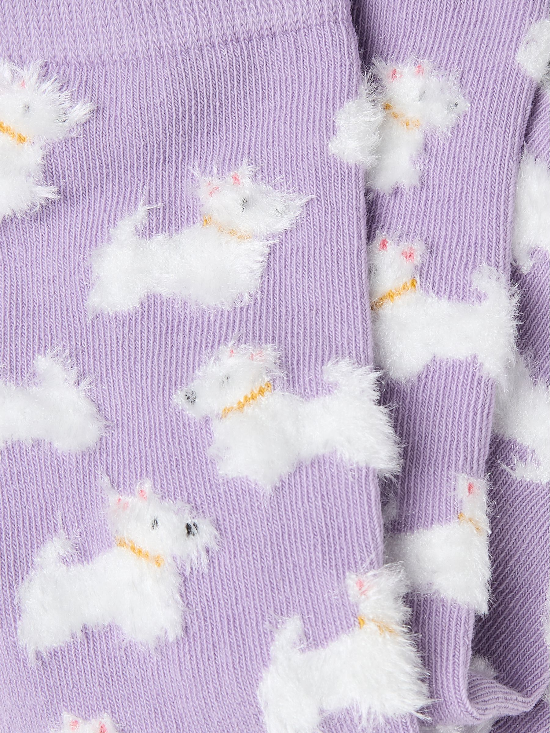 Lilac Purple Fluffy Westie Women's Socks - Image 2 of 2