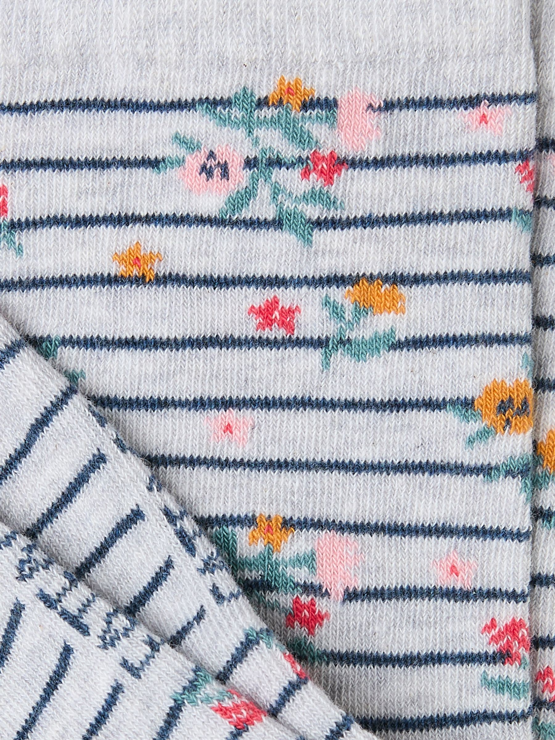 Grey Stripe Floral Women's Socks - Image 2 of 2