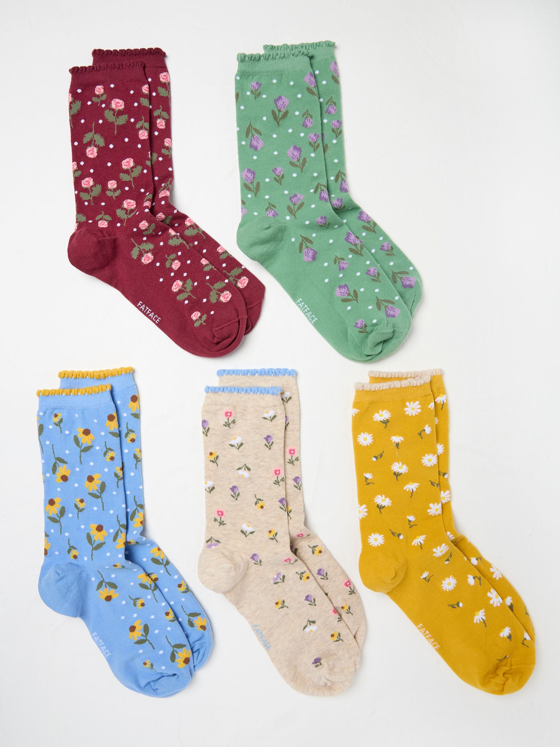 Multi Floral 5 Pack Women's Socks - Image 2 of 2