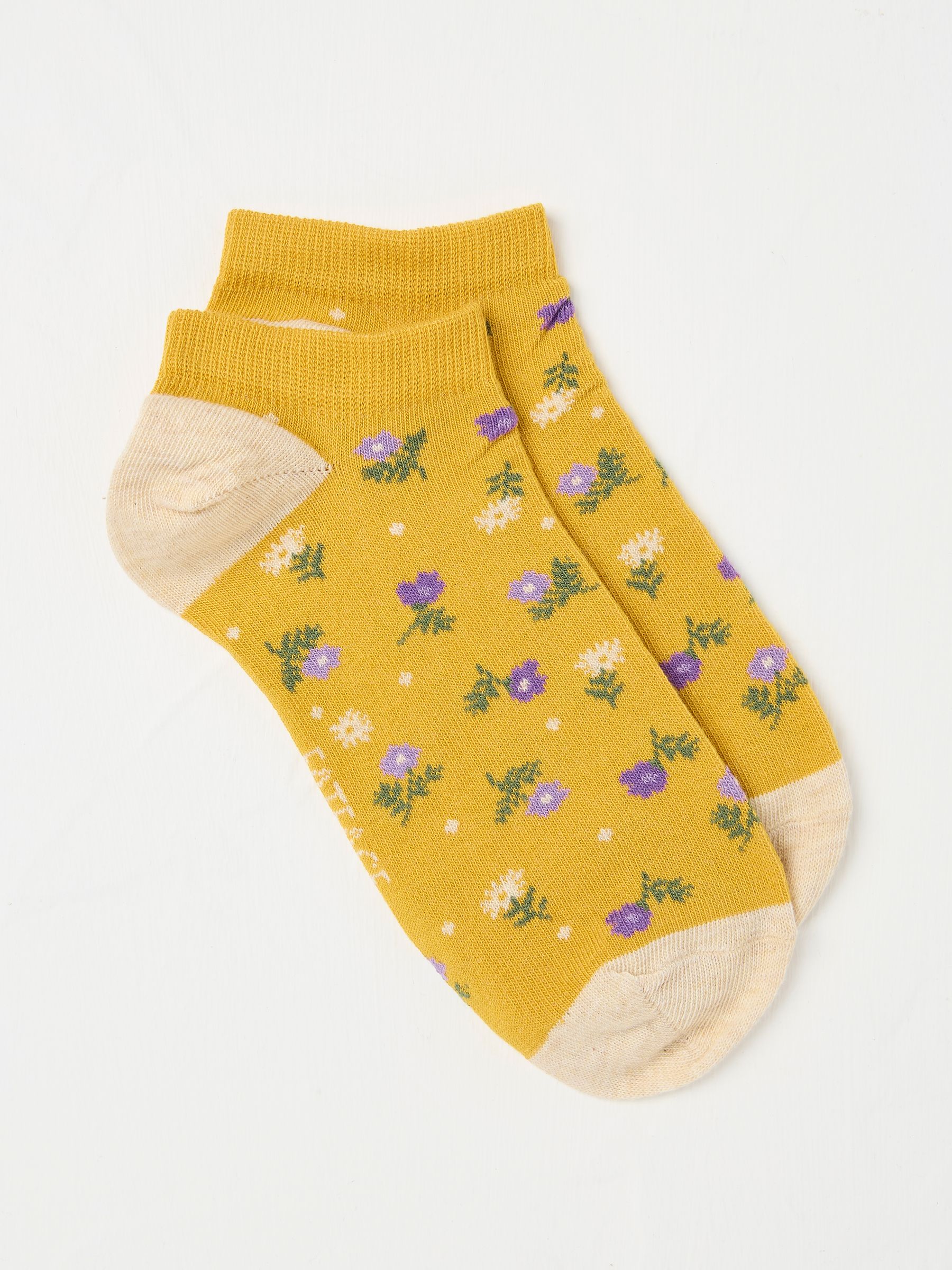 Yellow Floral Women's Trainer Socks - Image 1 of 2