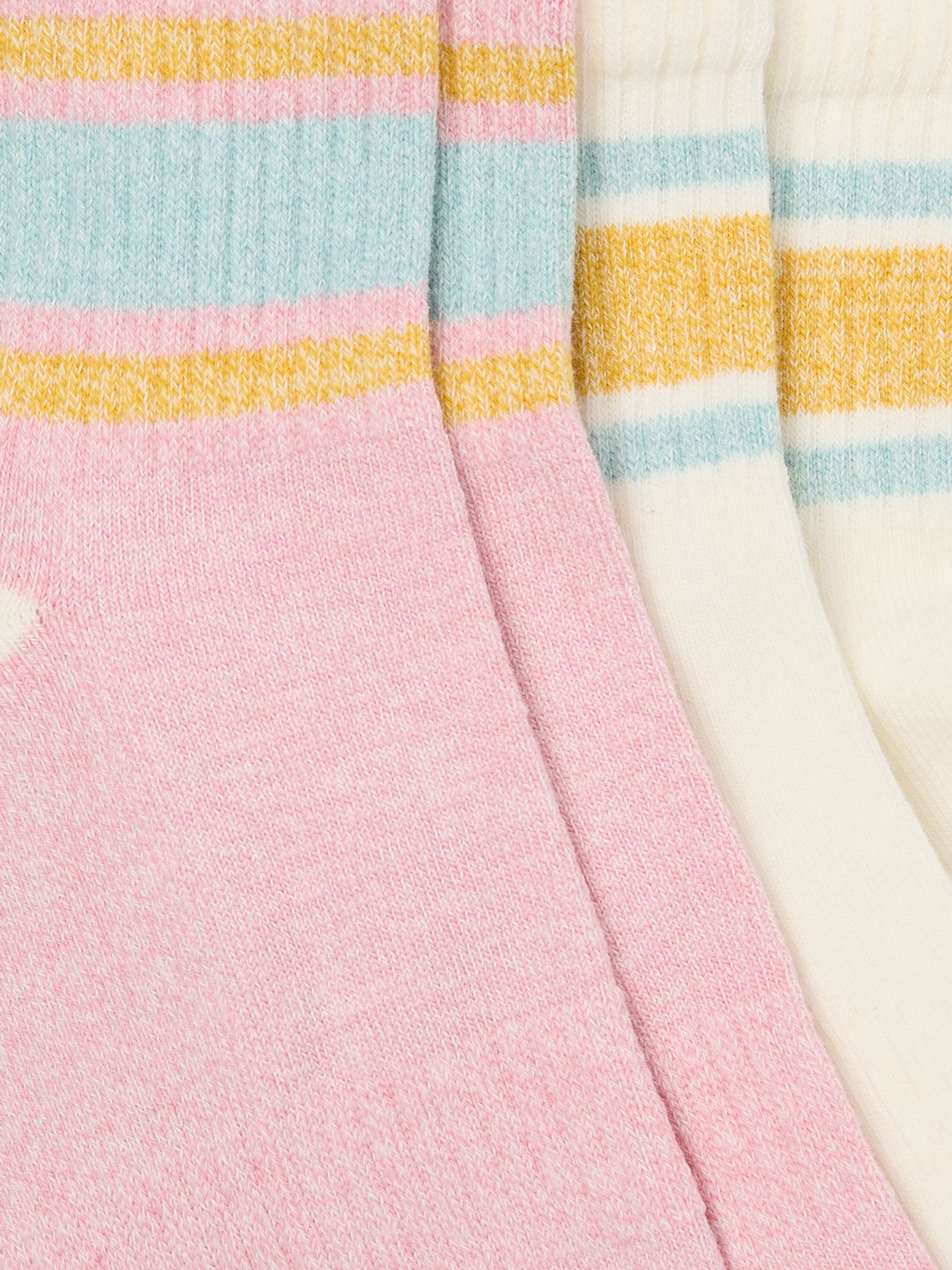 White & Pink 2 Pack Women's Sports Socks - Image 2 of 2 White & Pink 2 Pack Women's Sports Socks - Image 2 of 2