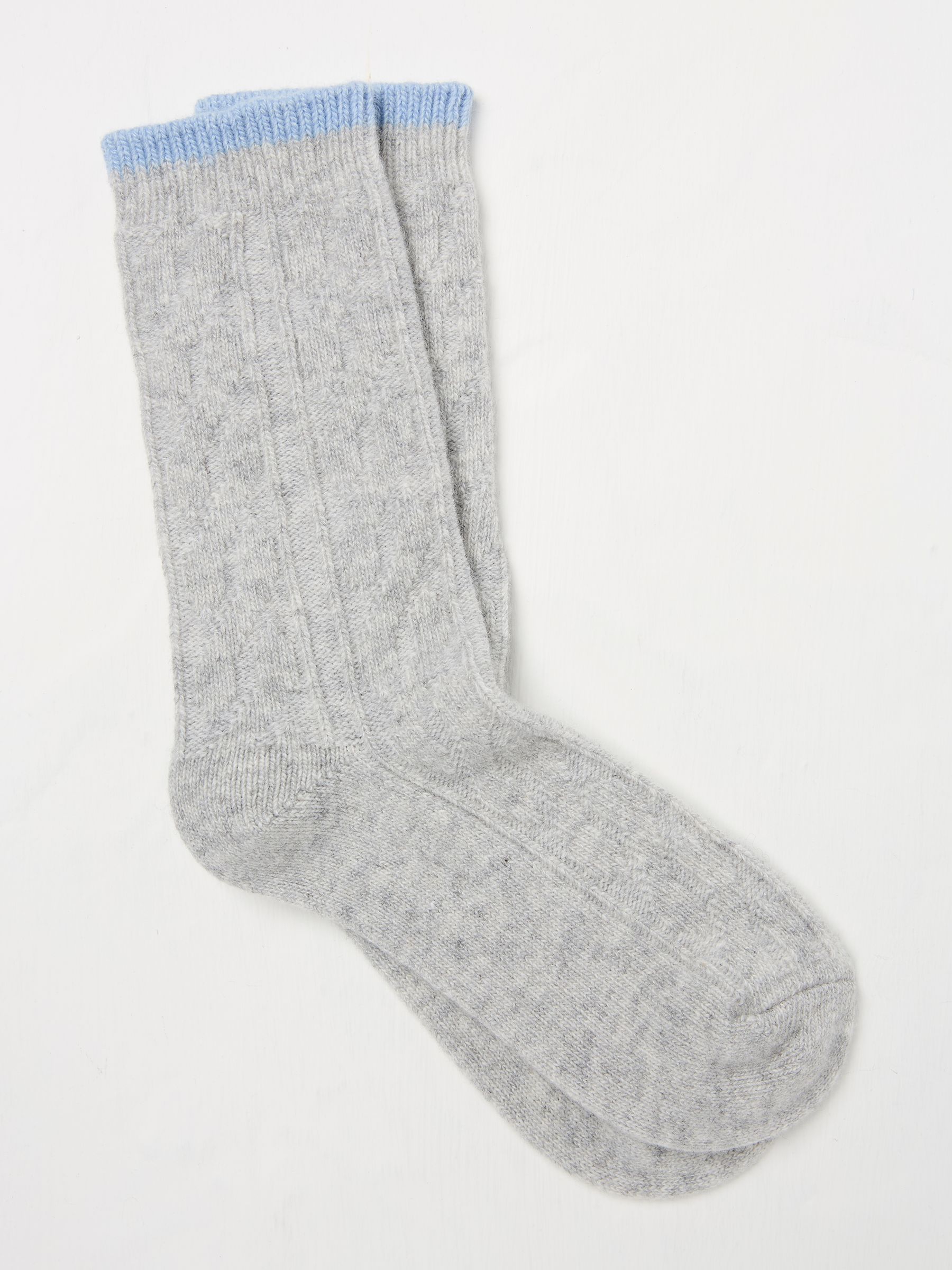Grey Cable Cashmere Blend Socks - Image 1 of 2