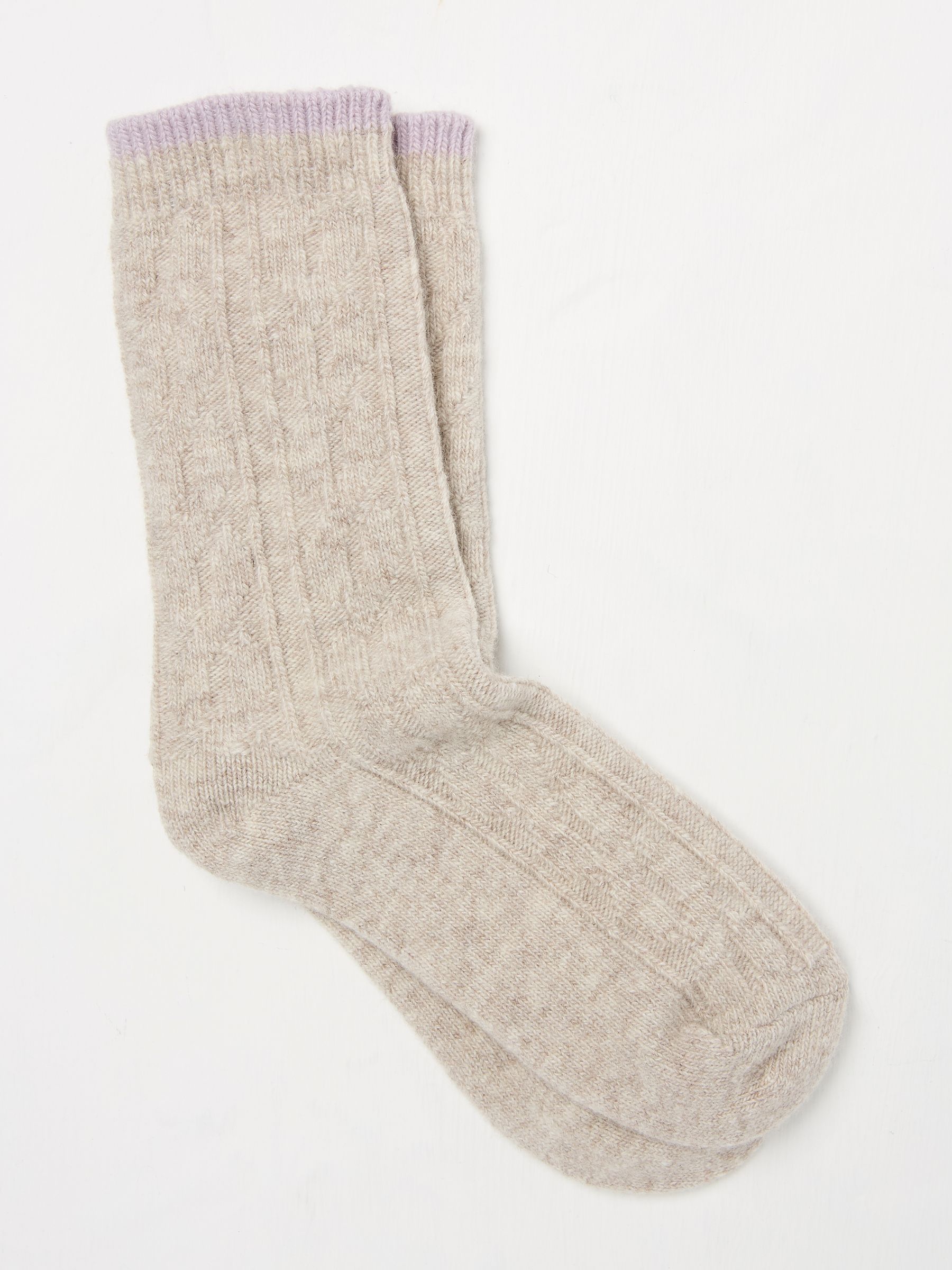 Natural Cable Cashmere Blend Socks - Image 1 of 2
