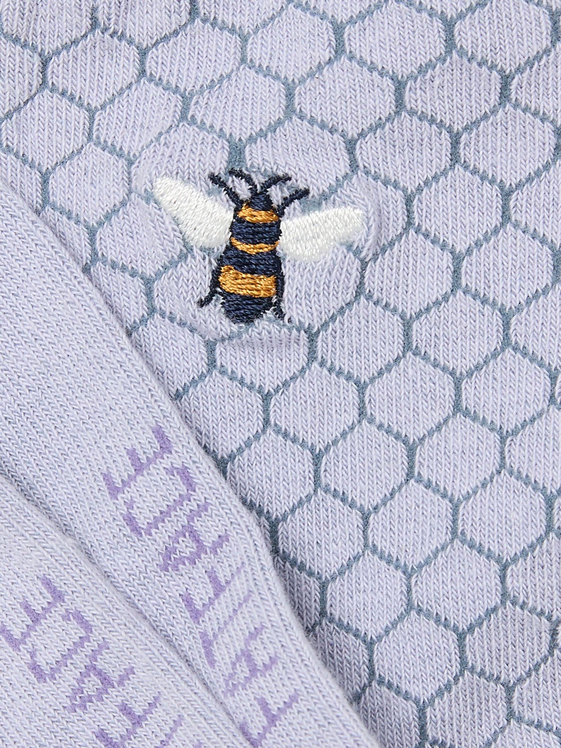 Purple Embroidered Bee Honeycomb Socks - Image 2 of 2