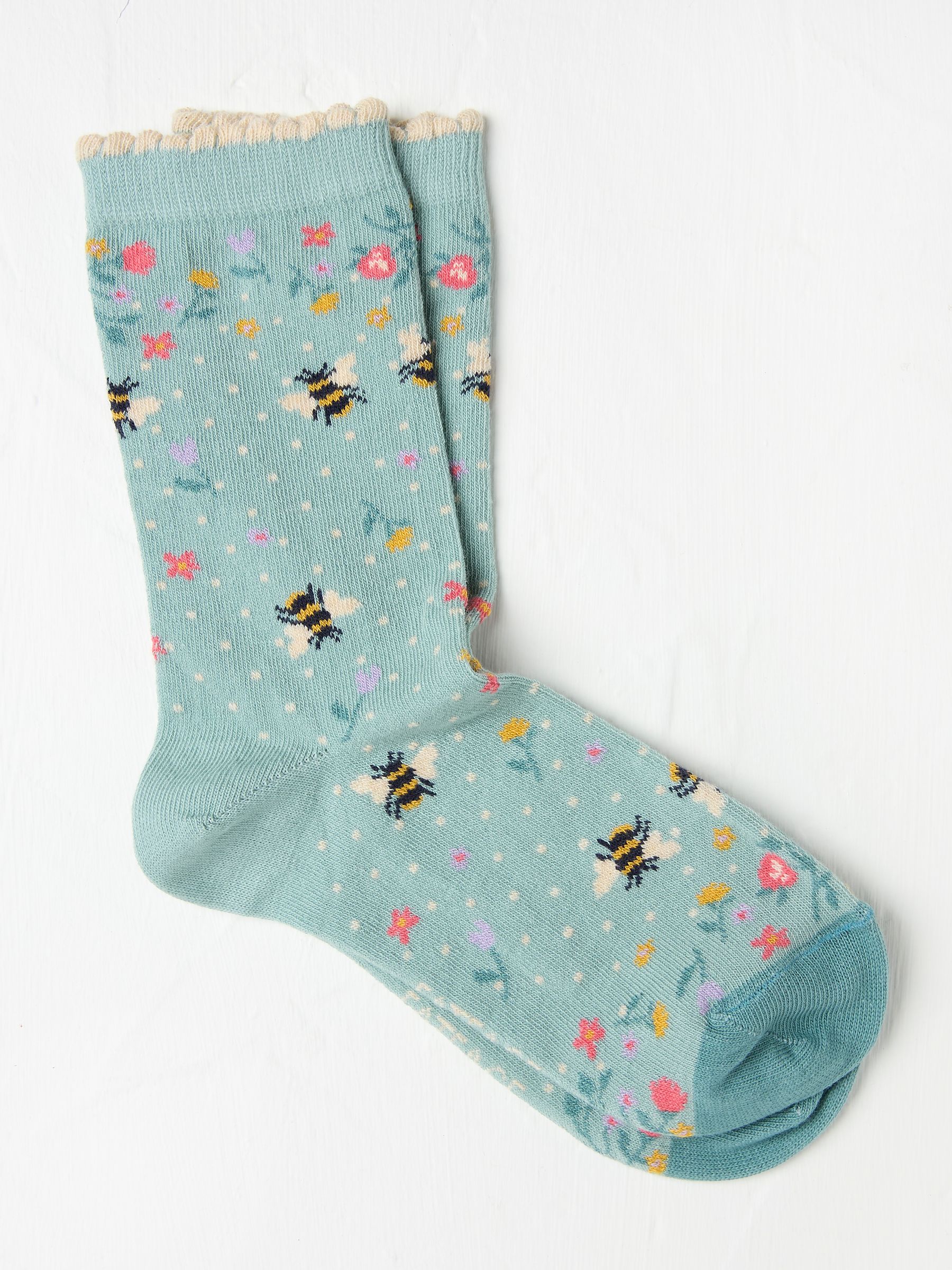 Green Bee Floral Socks - Image 1 of 2