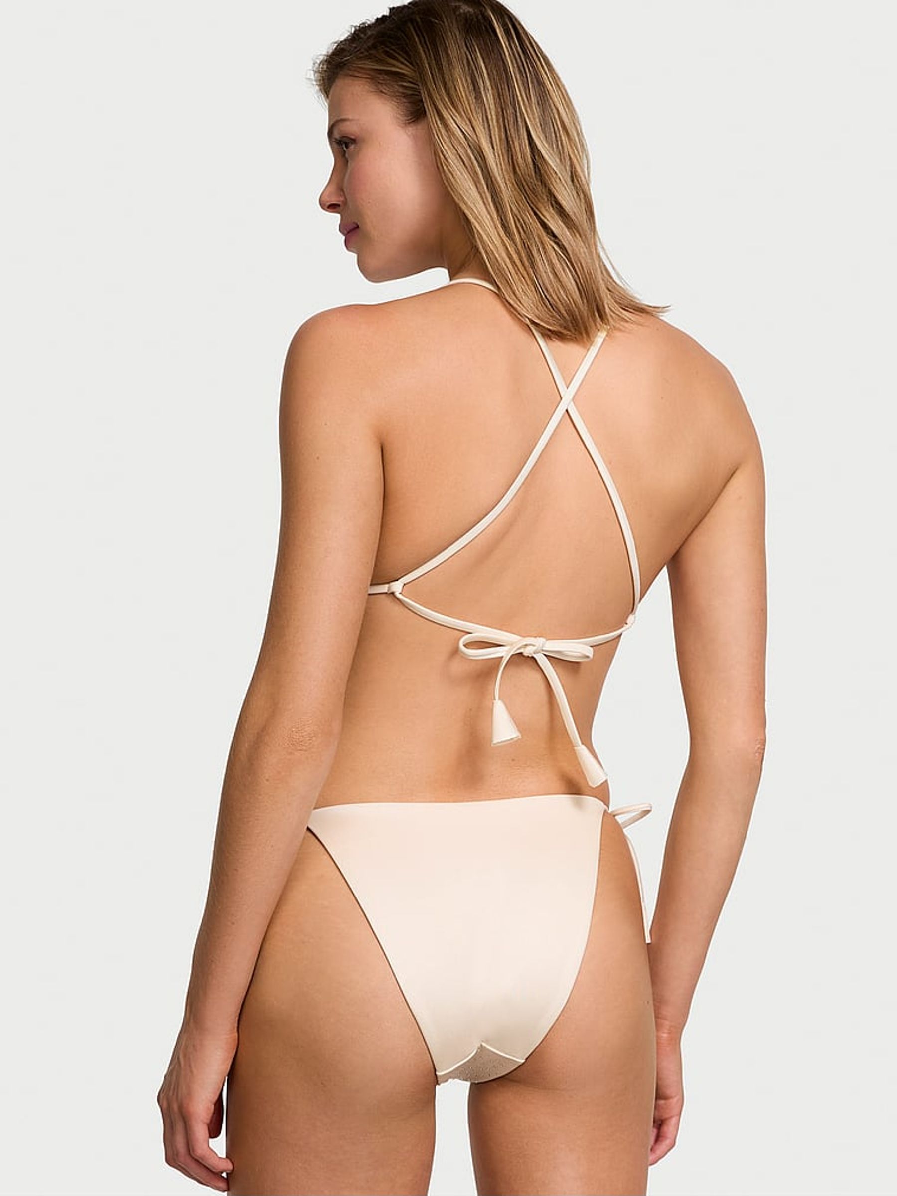 Candlelight White Diamante Tie Side Rosette Bikini Bottoms - Image 2 of 4