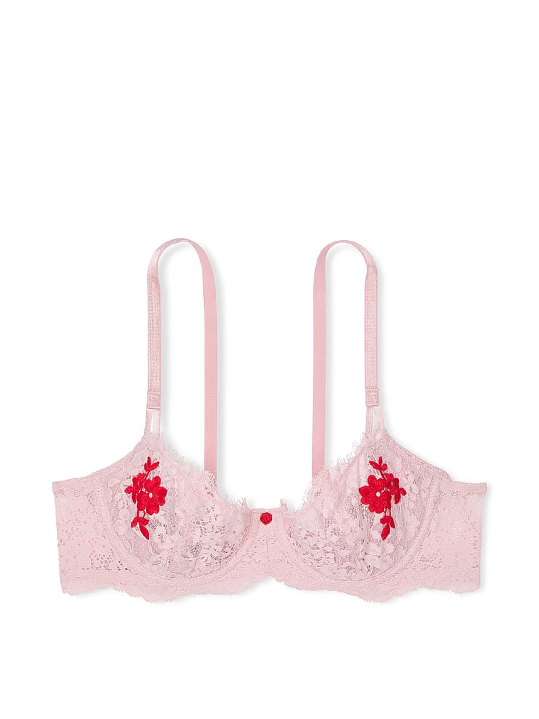 Chalk Rose Pink Unlined Balcony Lace Bra - Image 3 of 3