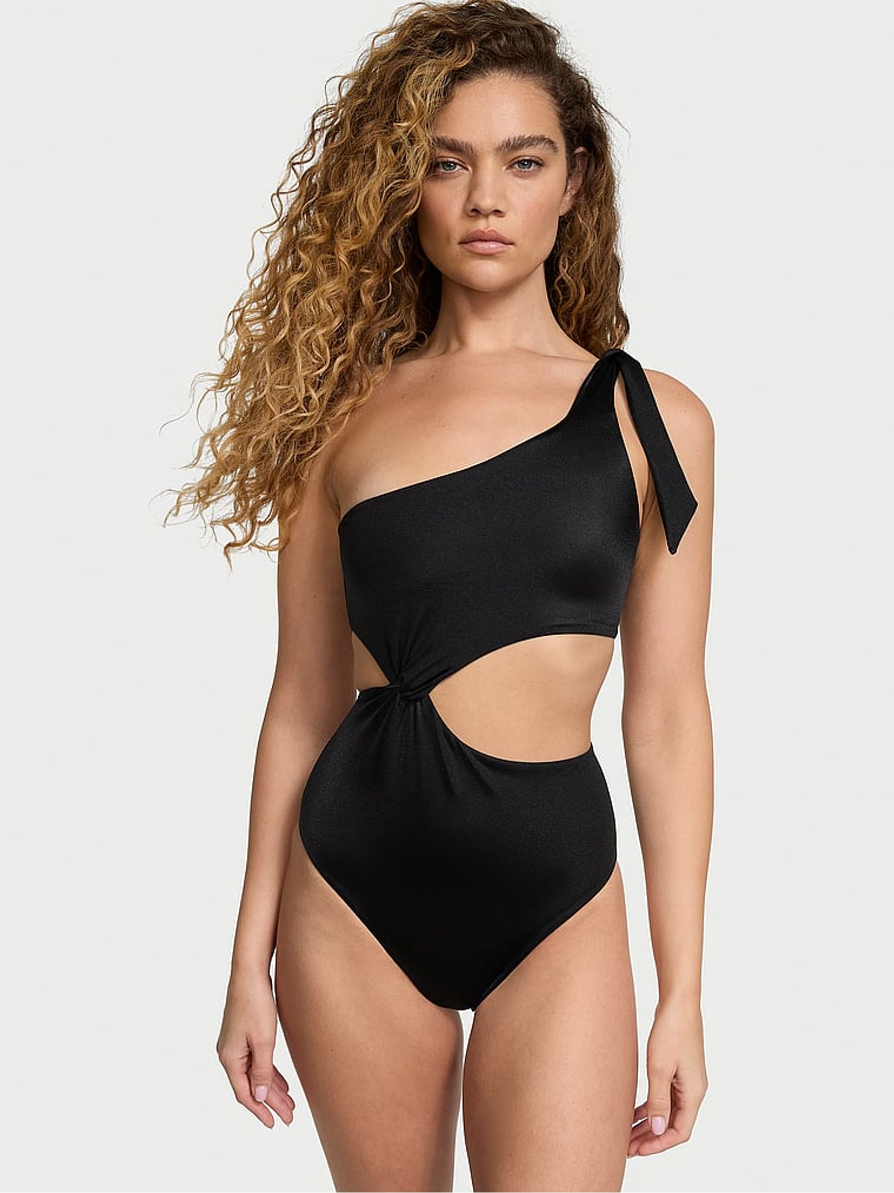 Black One Shoulder Swimsuit - Image 1 of 3
