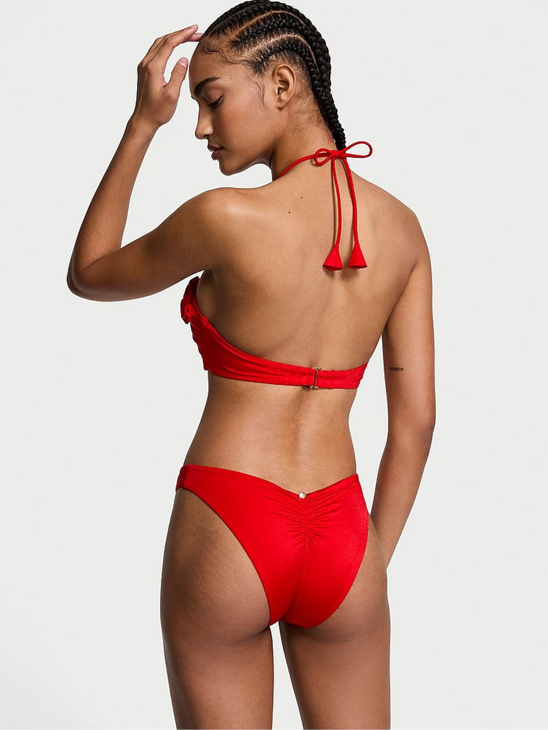 Vermillion Red Bandeau Rosette Bikini Top - Image 2 of 4