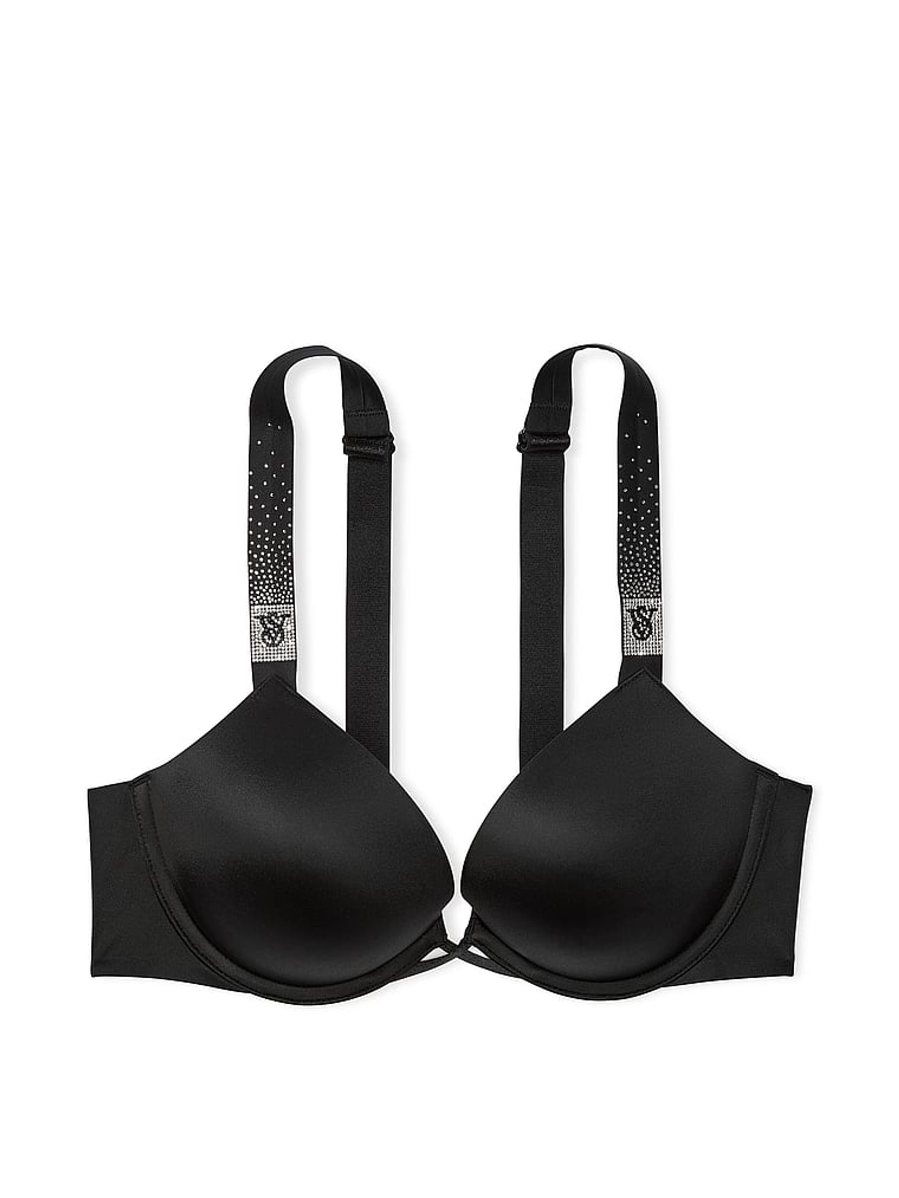 Black Add 2 Cups Push Up Bombshell Scattered Shine Strap Bra - Image 3 of 3