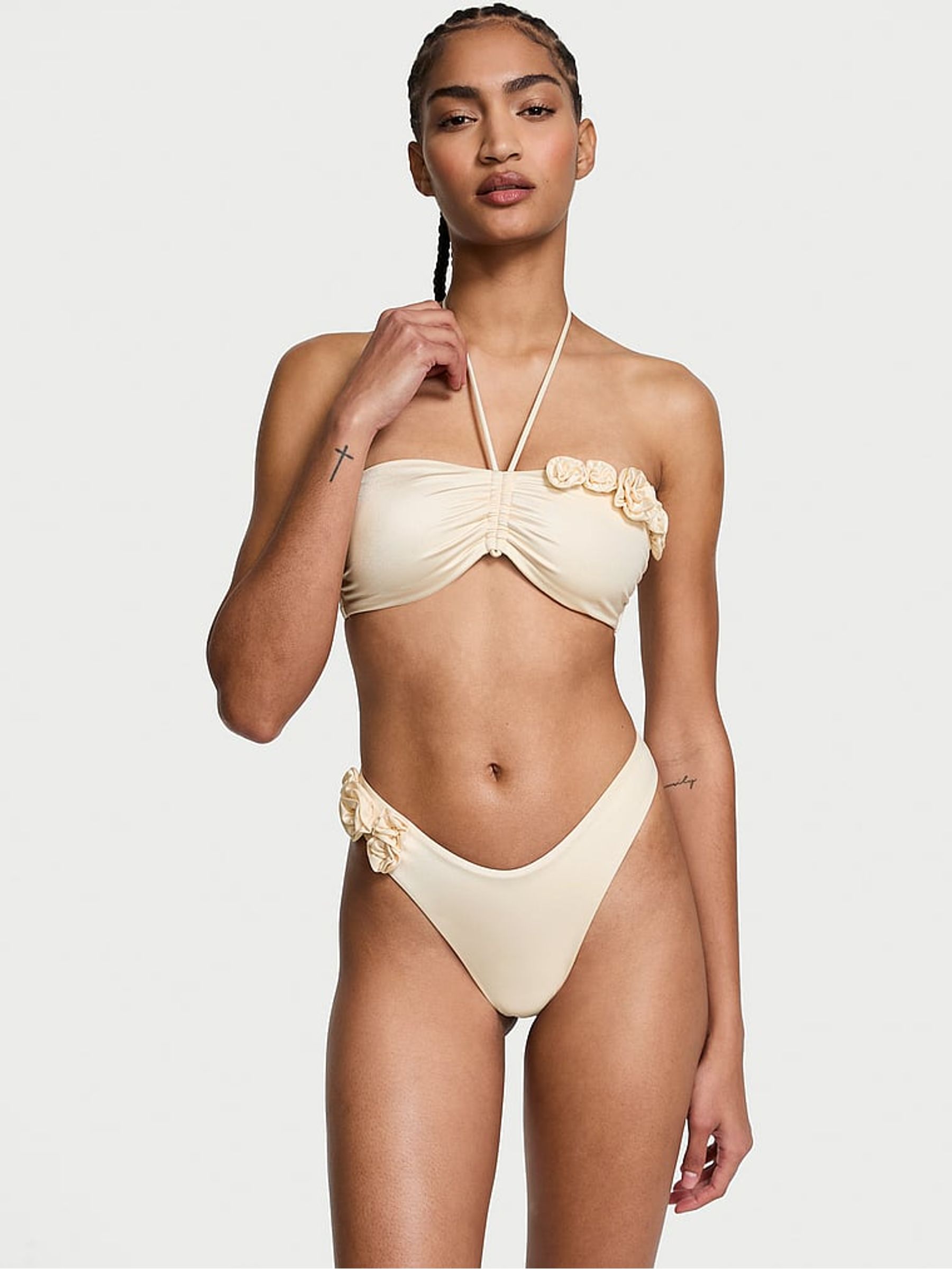 Candlelight White Brazilian Rosette Bikini Bottoms - Image 3 of 4