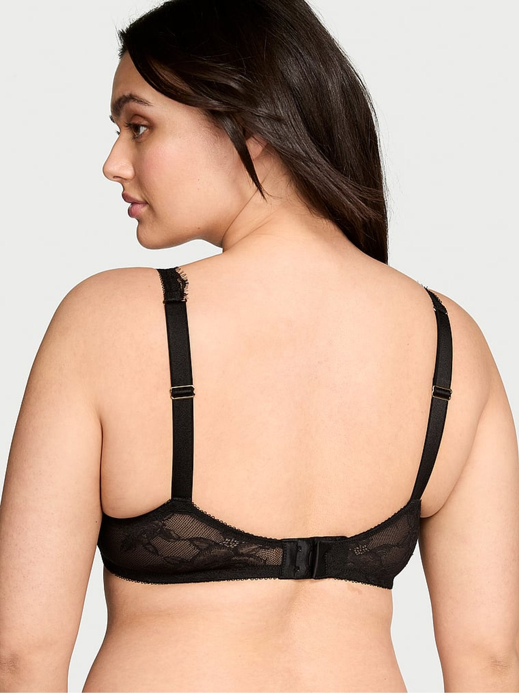 Black Full Cup Support Rose Lace Unlined Bra - Image 2 of 3