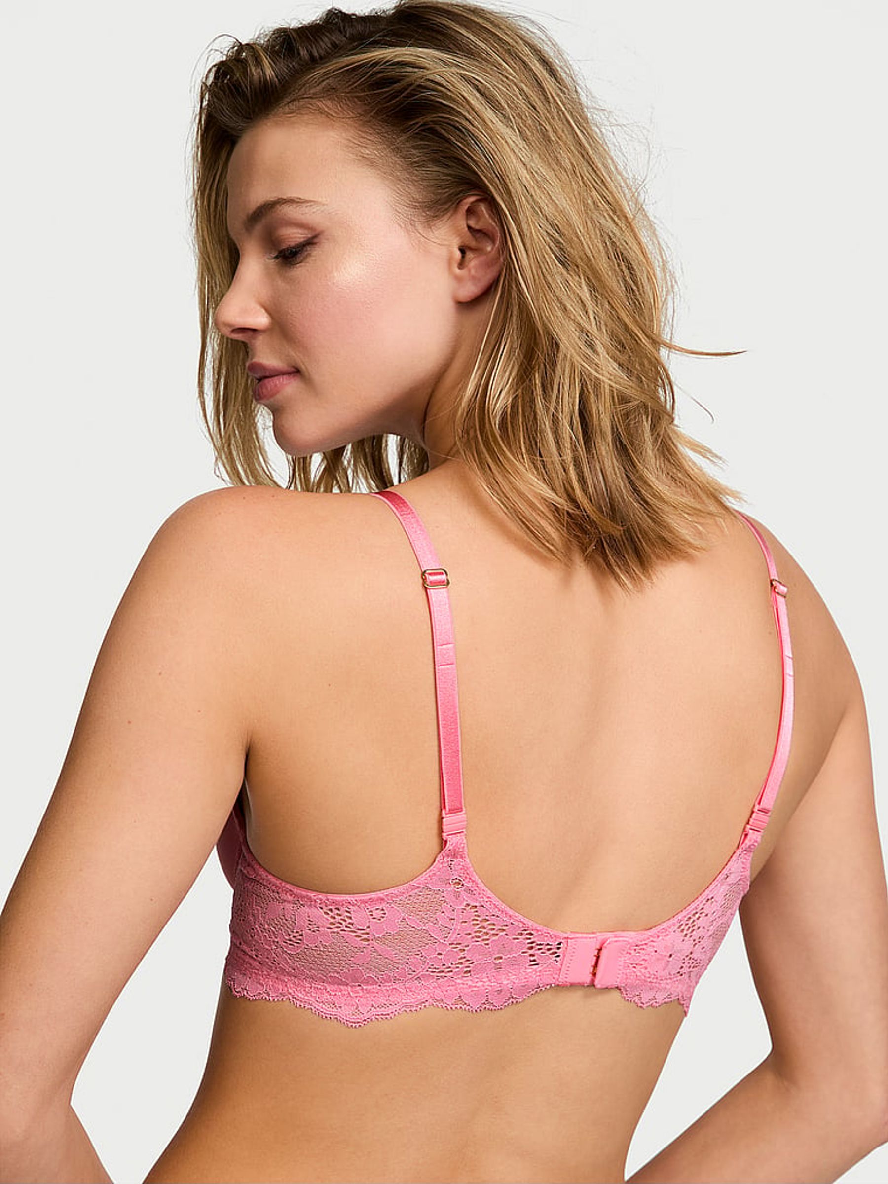 Pink Hope Lace Trim Lightly Lined Demi Bra - Image 2 of 3