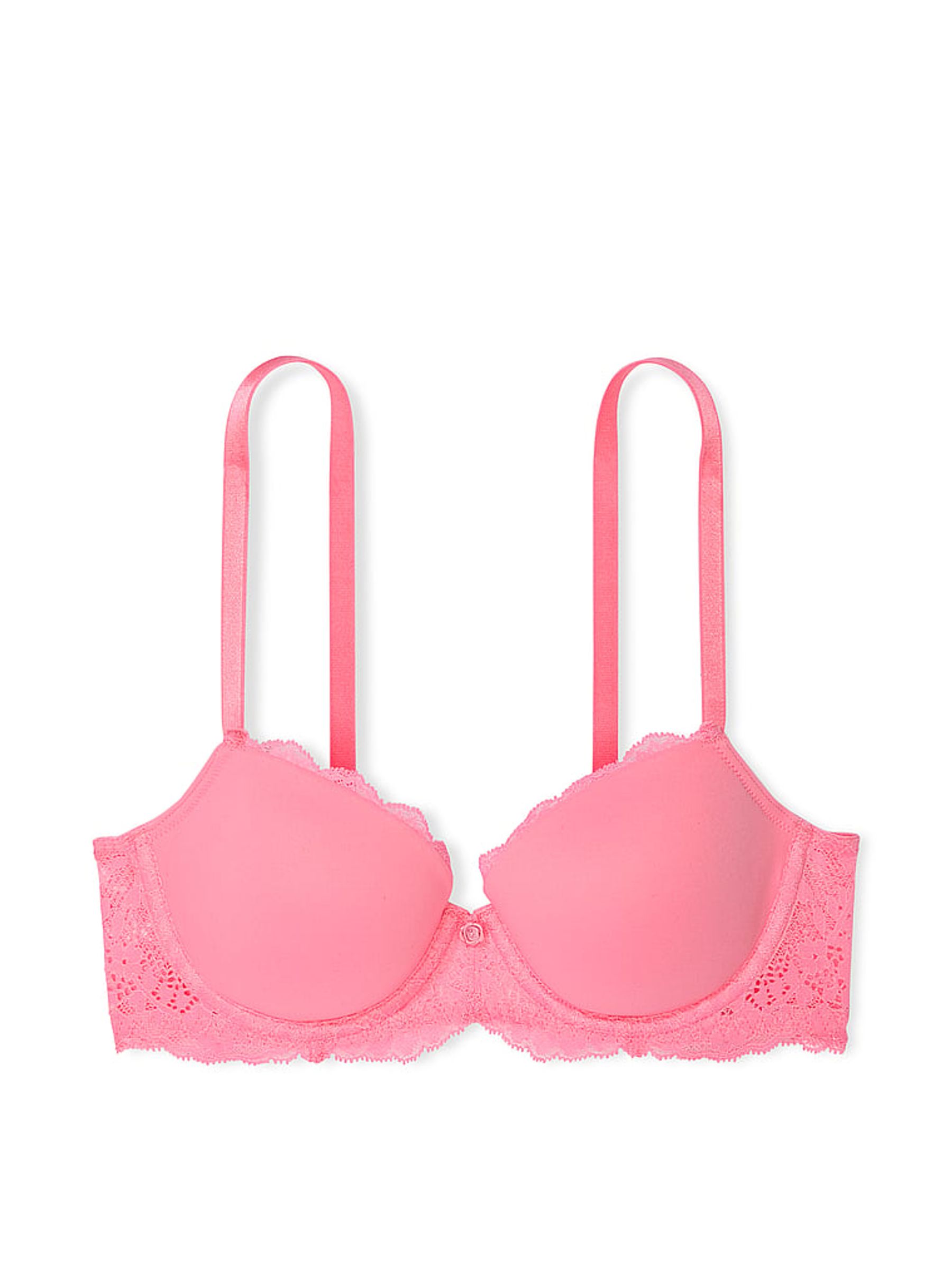 Pink Hope Lace Trim Lightly Lined Demi Bra - Image 3 of 3