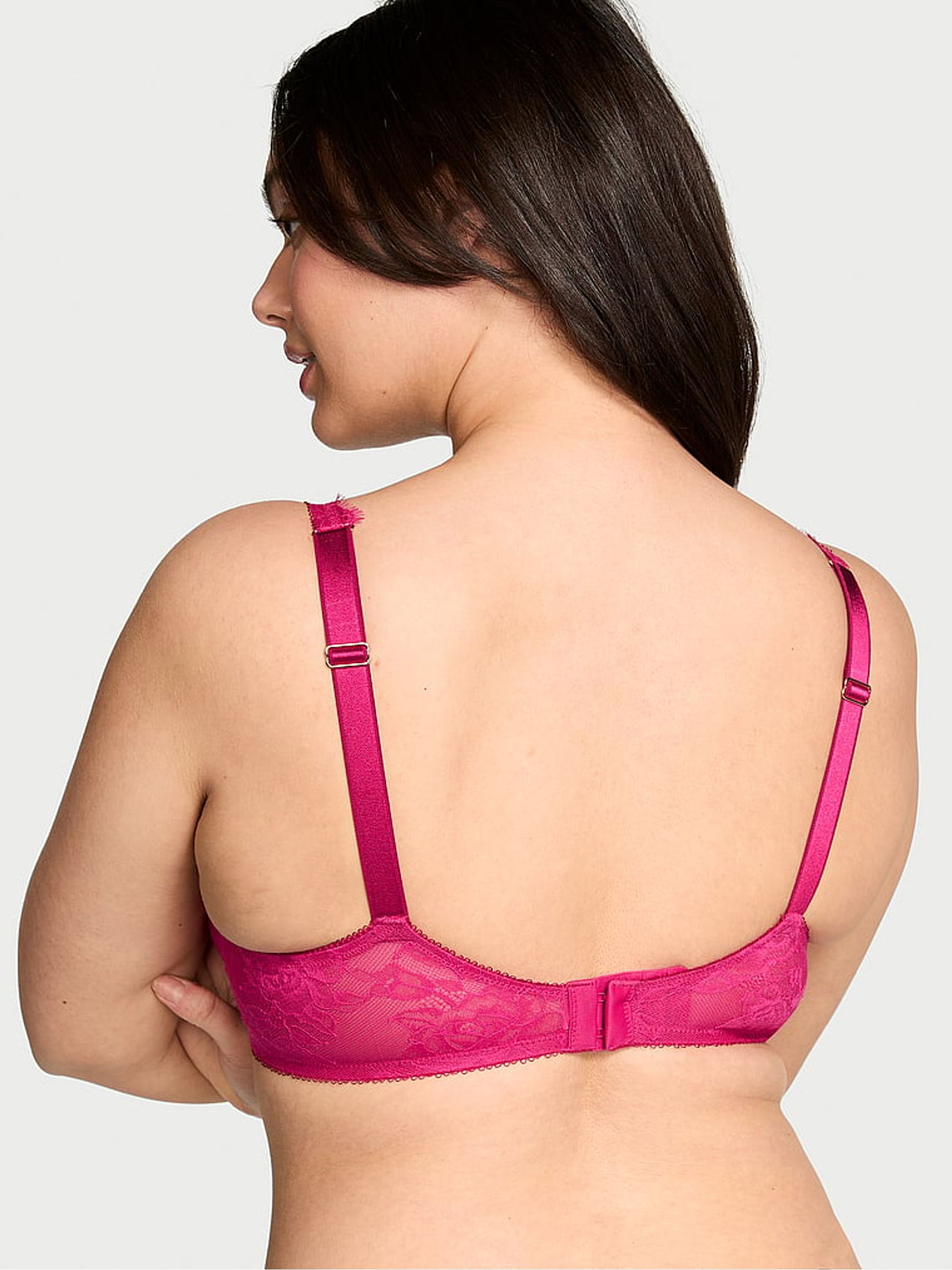 Cherry Blossom Pink Full Cup Support Rose Lace Unlined Bra - Image 2 of 3