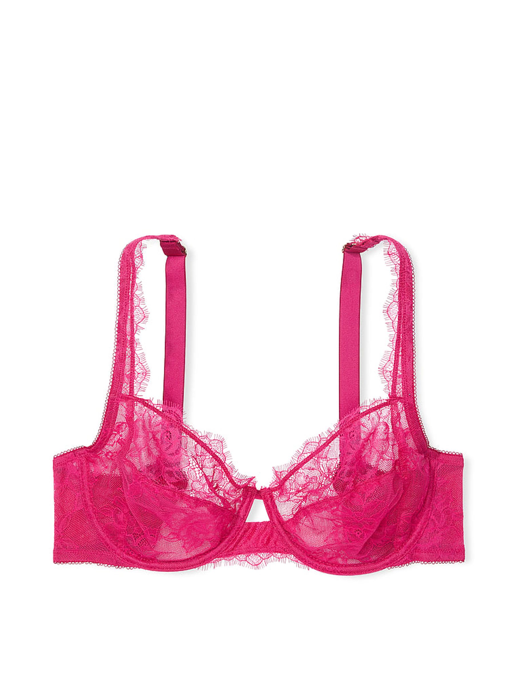 Cherry Blossom Pink Full Cup Support Rose Lace Unlined Bra - Image 3 of 3