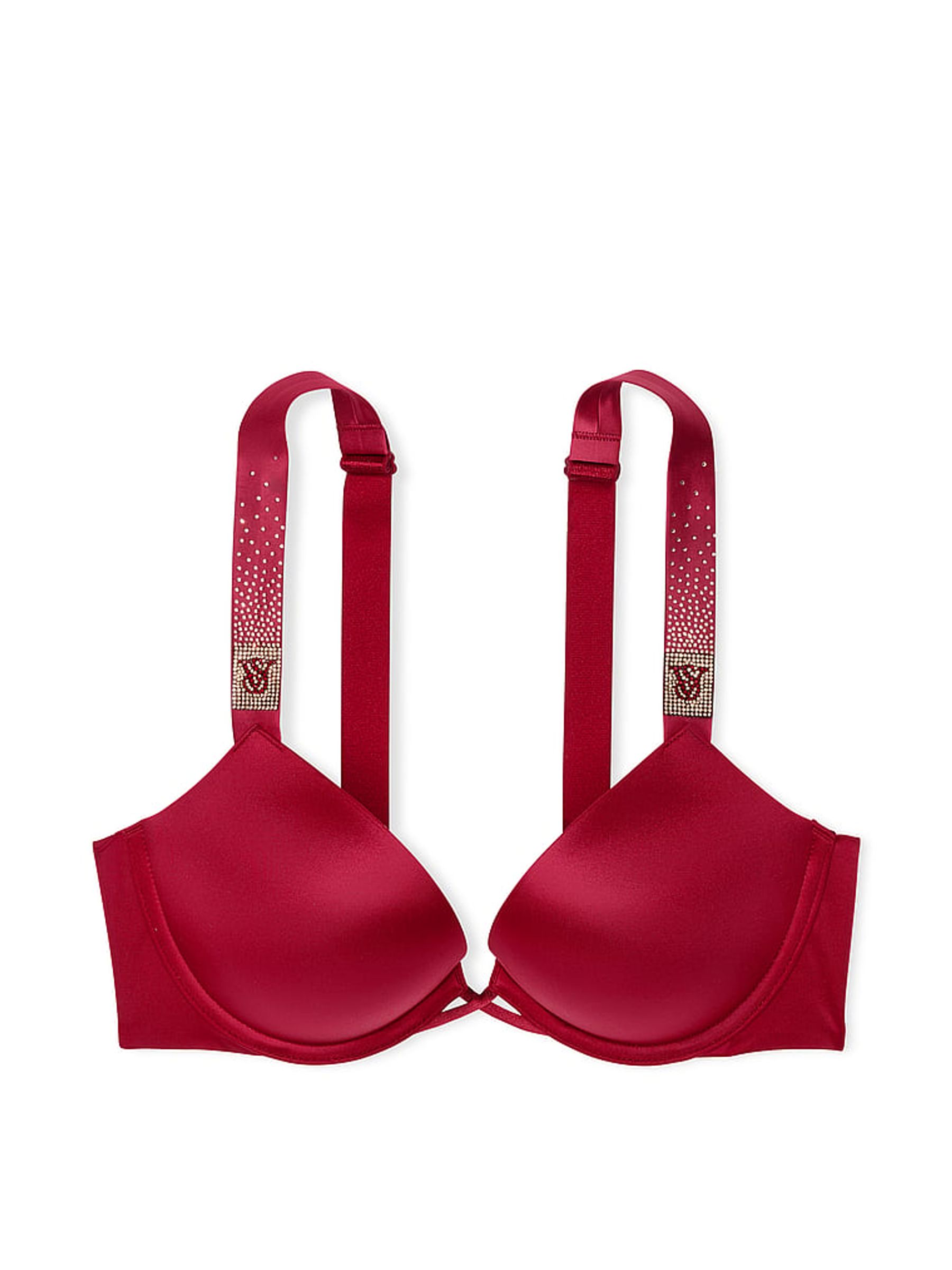 Red Lacquer Add 2 Cups Push Up Bombshell Scattered Shine Strap Bra - Image 3 of 3