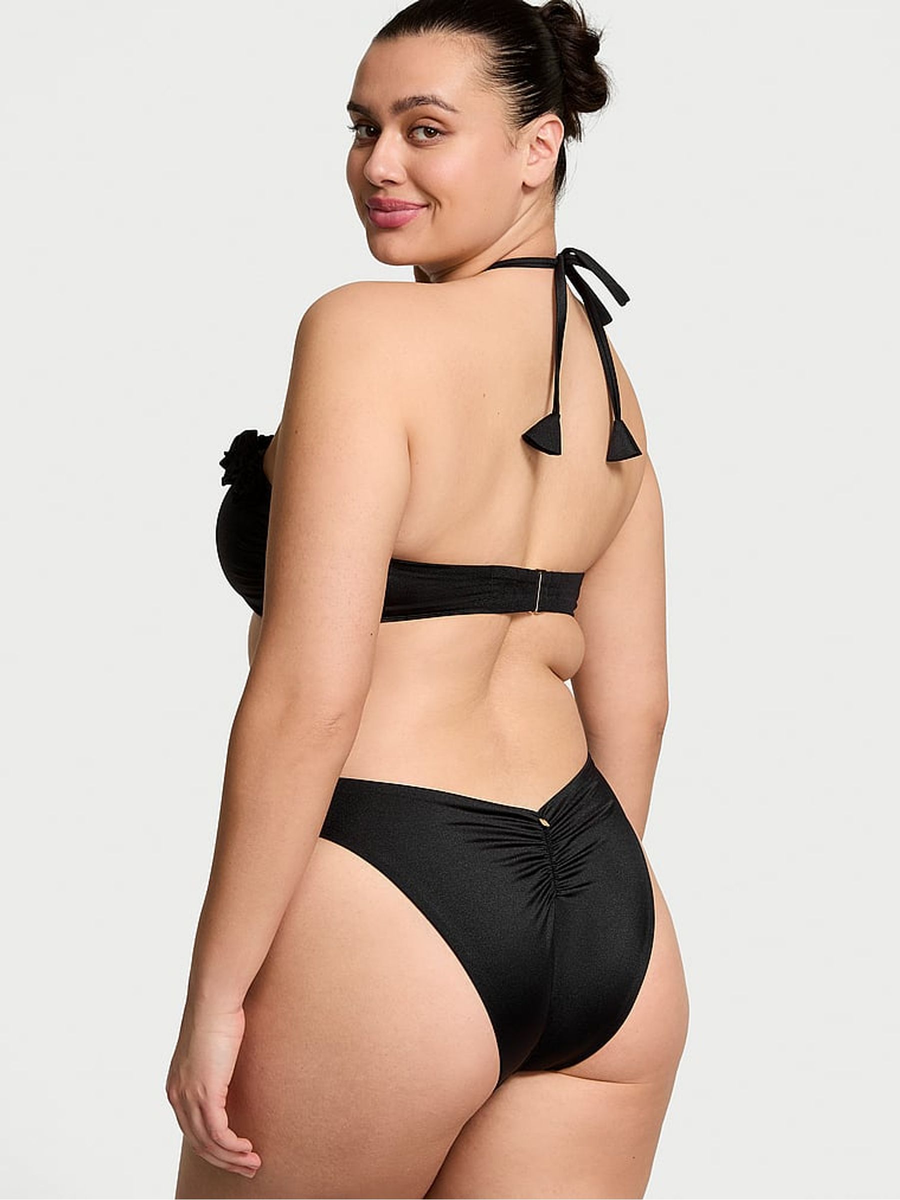 Black Bandeau Rosette Bikini Top - Image 2 of 3