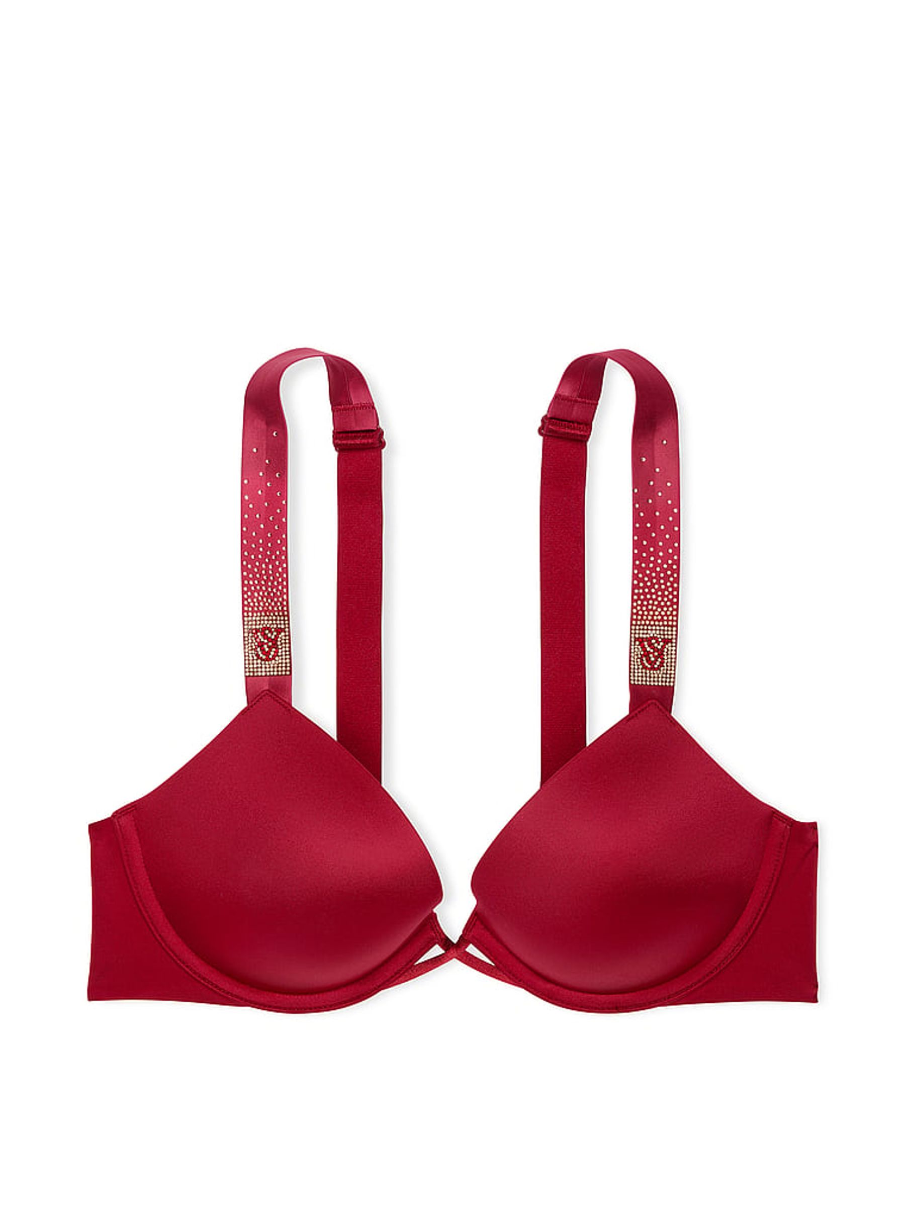 Red Lacquer Push Up Scattered Shine Strap Bra - Image 3 of 3