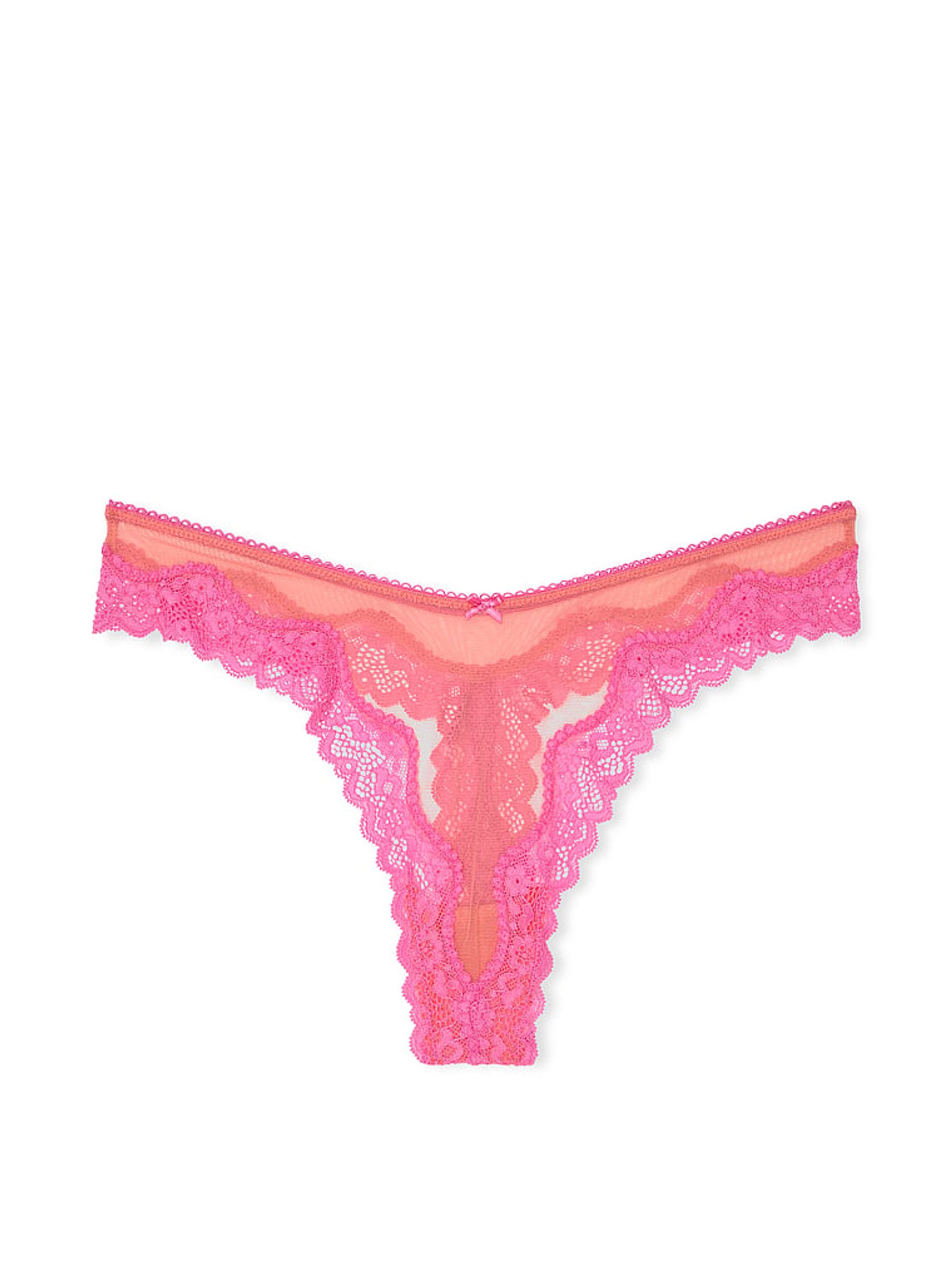 Coral Ribbon Pink Thong Knickers - Image 3 of 3