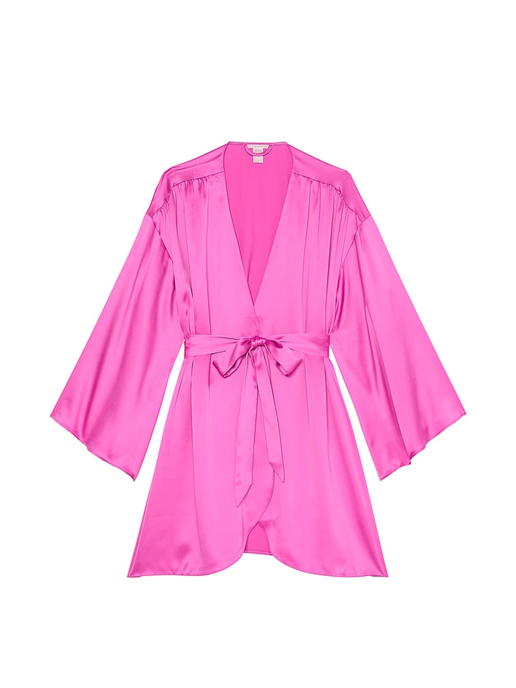New Peony Pink Satin Midi Robe - Image 3 of 3