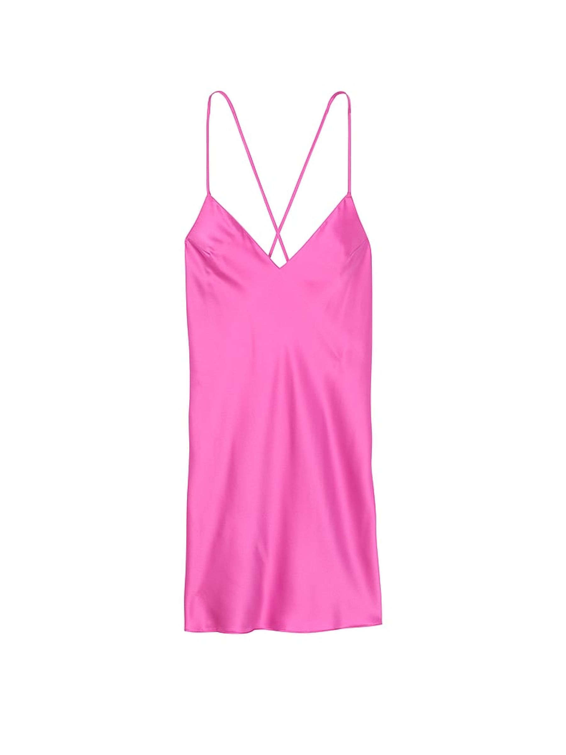 New Peony Pink Mini Satin Open Back Slip - Image 3 of 3