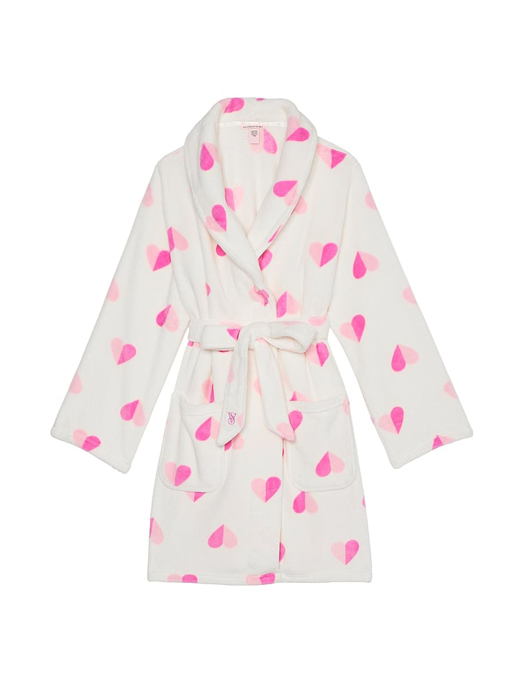 Coconut White & Pink Hearts Cosy Short Dressing Gown - Image 3 of 3