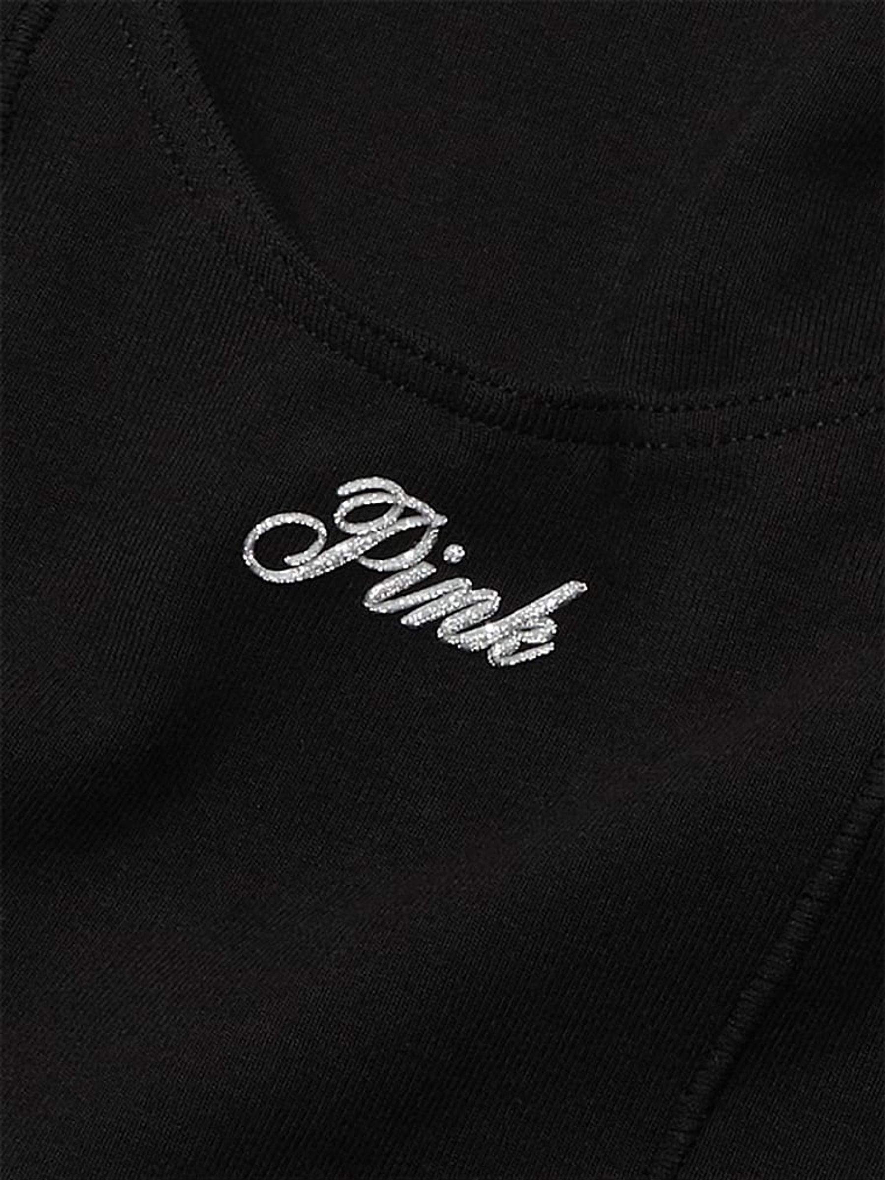 Pure Black Shine Cotton Scoop Sports Bra Top - Image 4 of 4