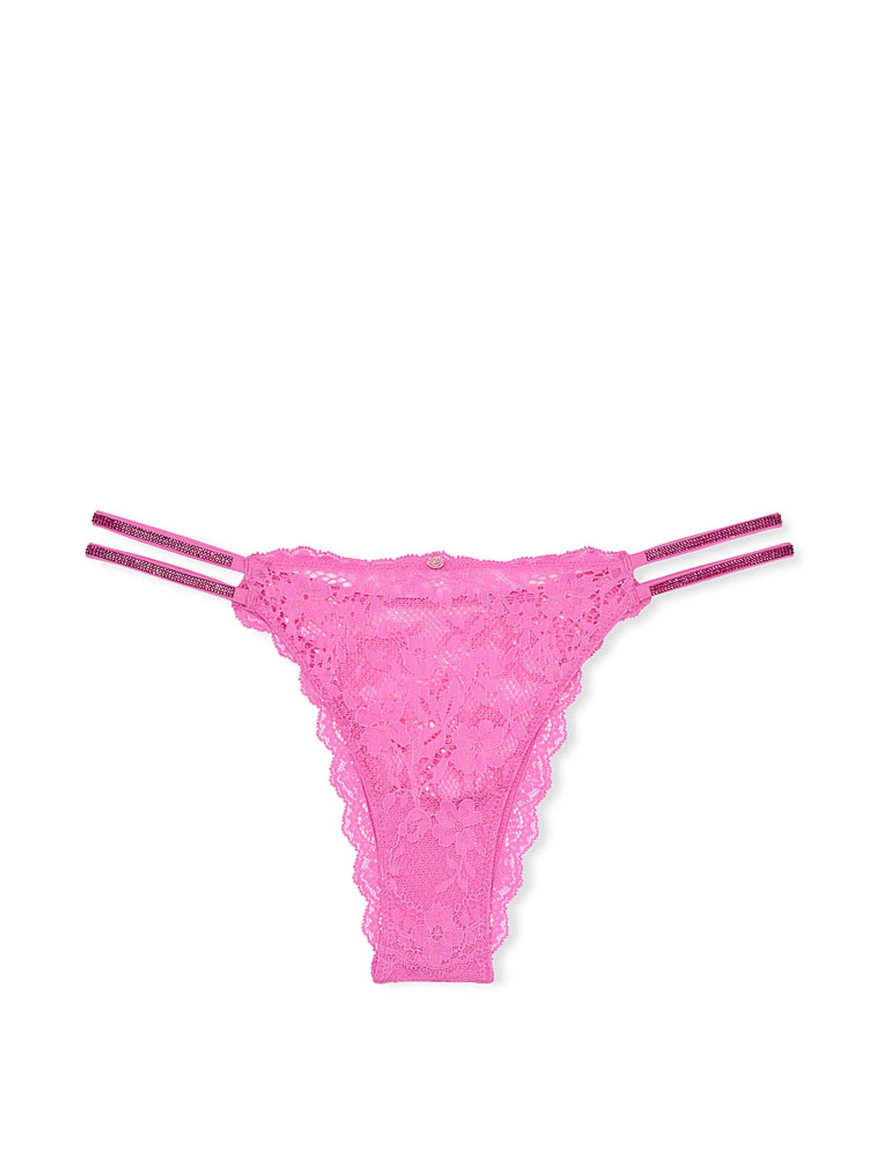 New Peony Pink Brazilian Twinkle Strap Knickers - Image 3 of 3
