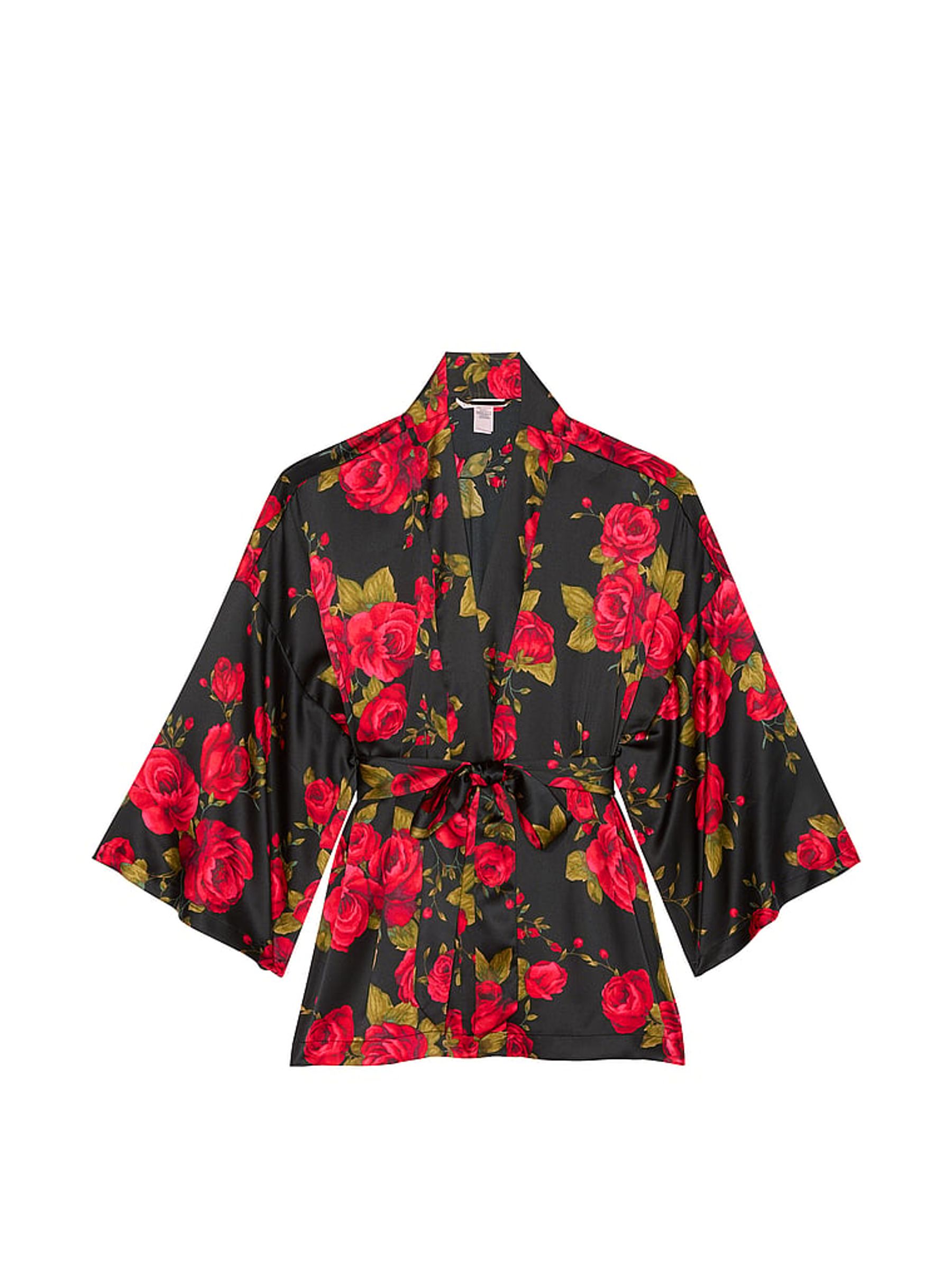 Black Glamorous Rose Satin Short Robe - Image 3 of 3