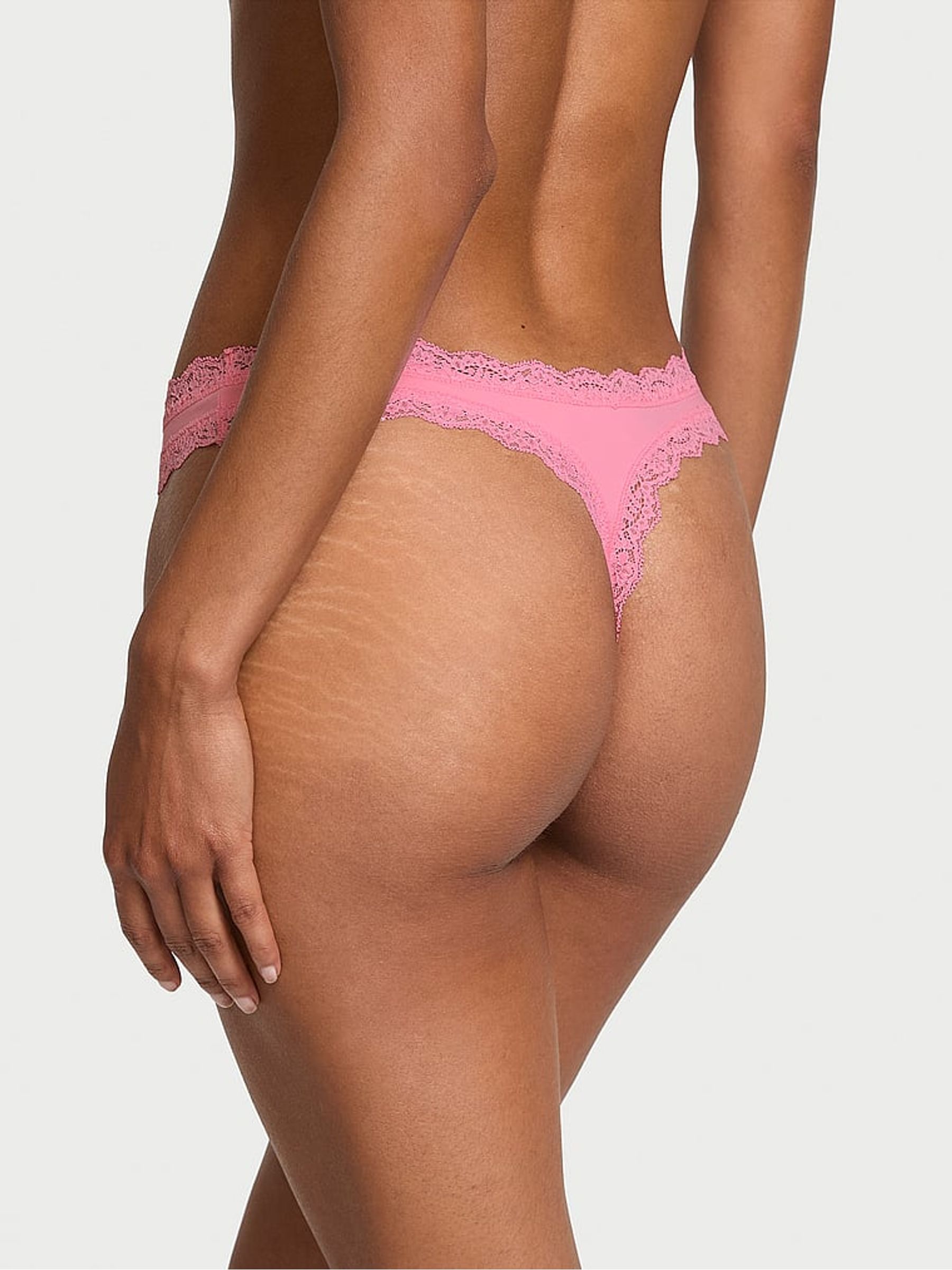 Pink Hope Lace Trim Thong Knickers - Image 2 of 3
