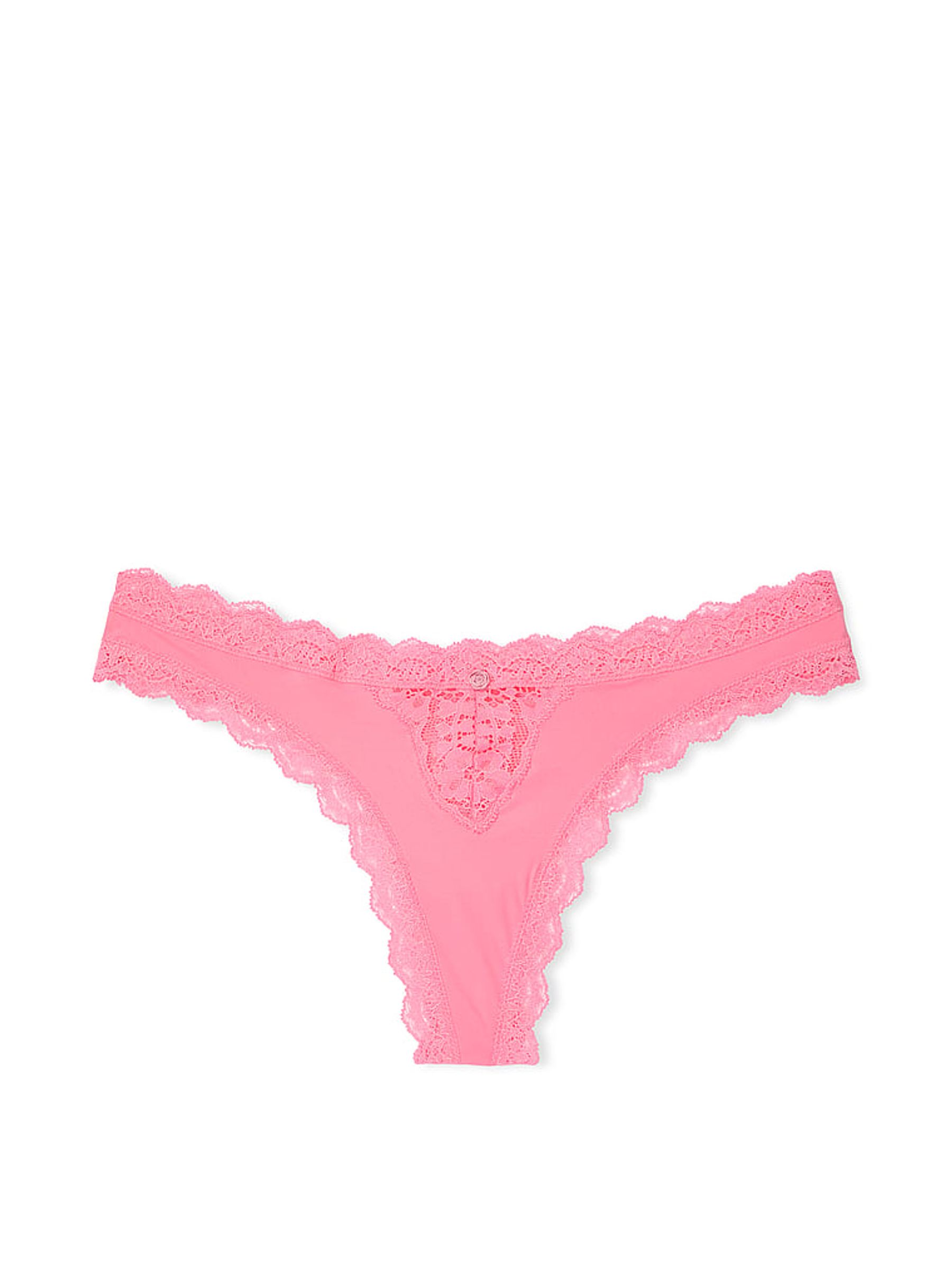 Pink Hope Lace Trim Thong Knickers - Image 3 of 3