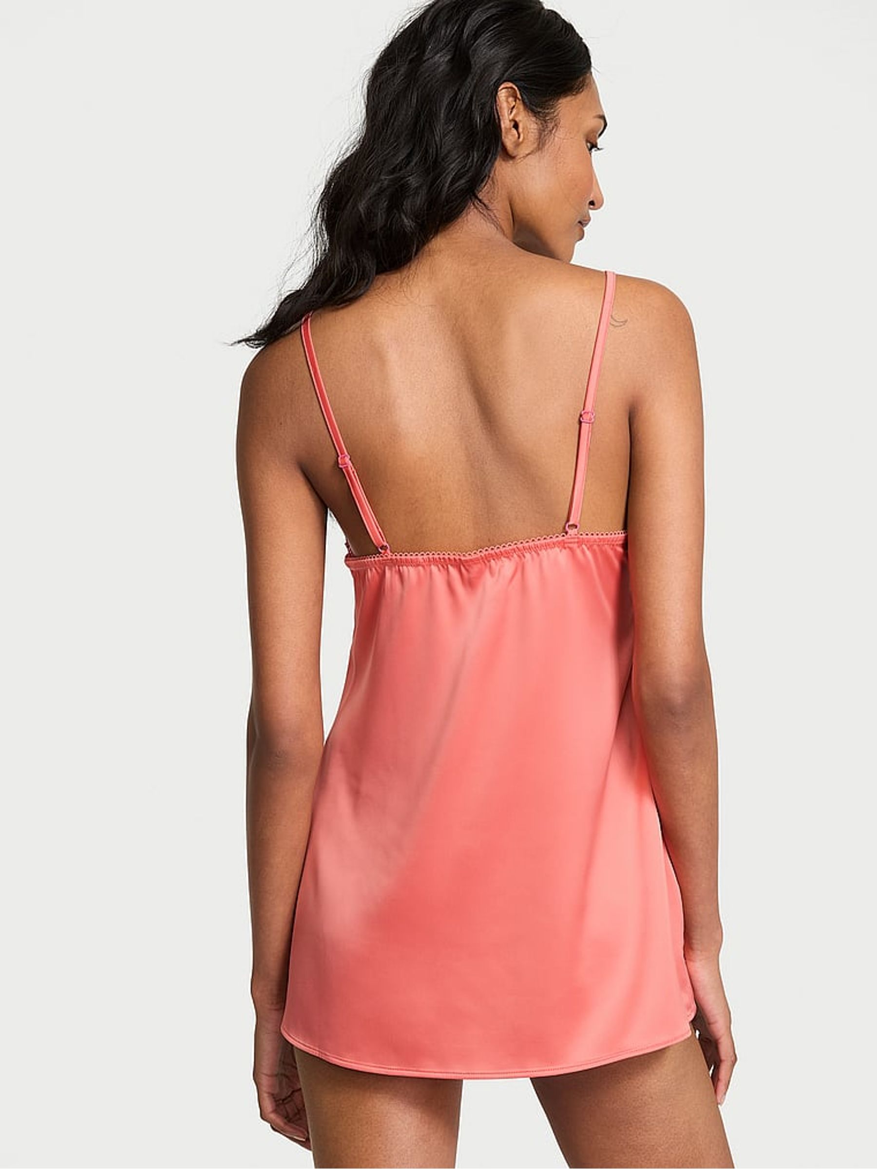 Coral Ribbon Pink Lace Slip Dress - Image 2 of 3