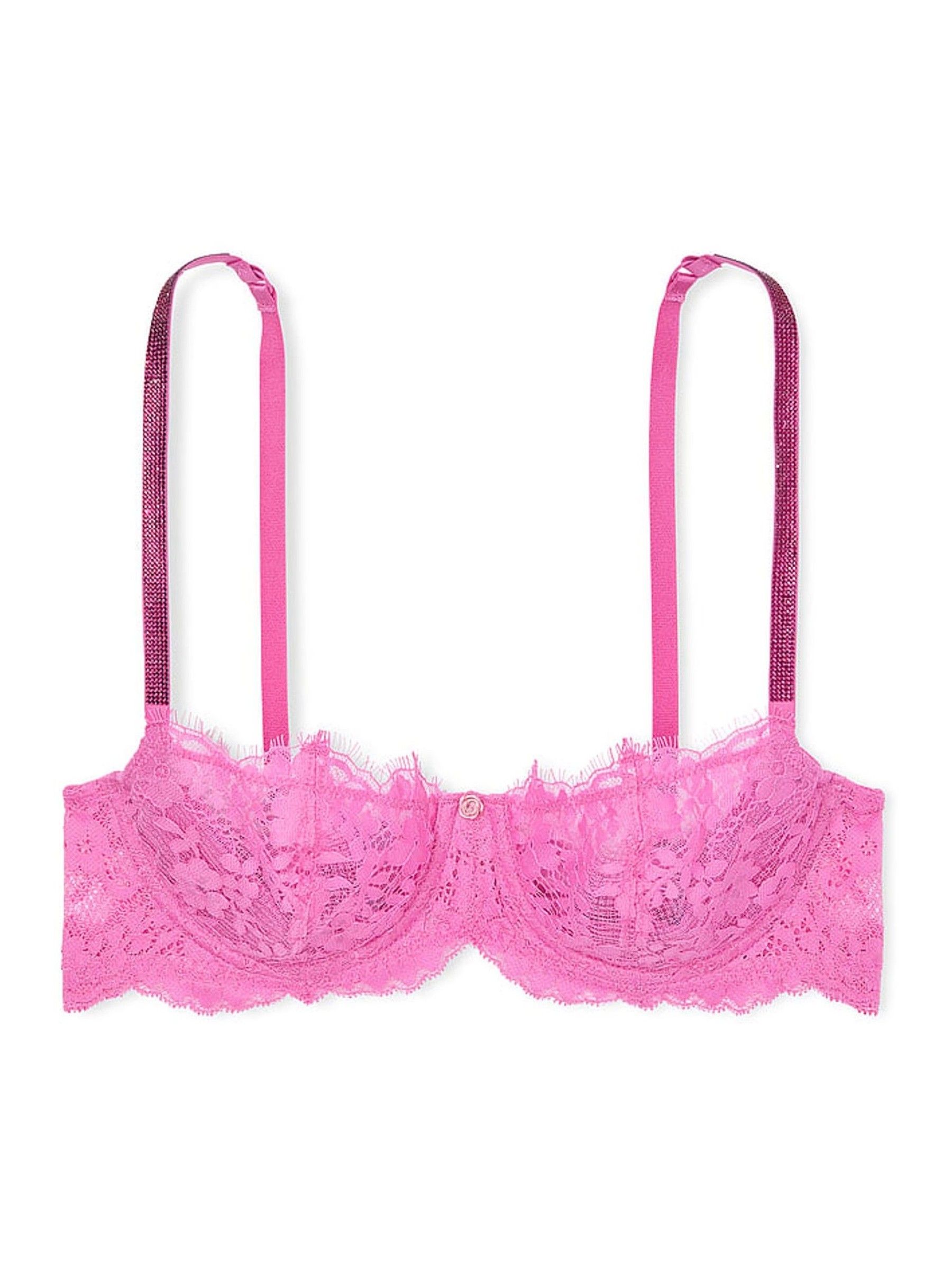 New Peony Pink Unlined Balcony Twinkle Strap Bra - Image 3 of 3