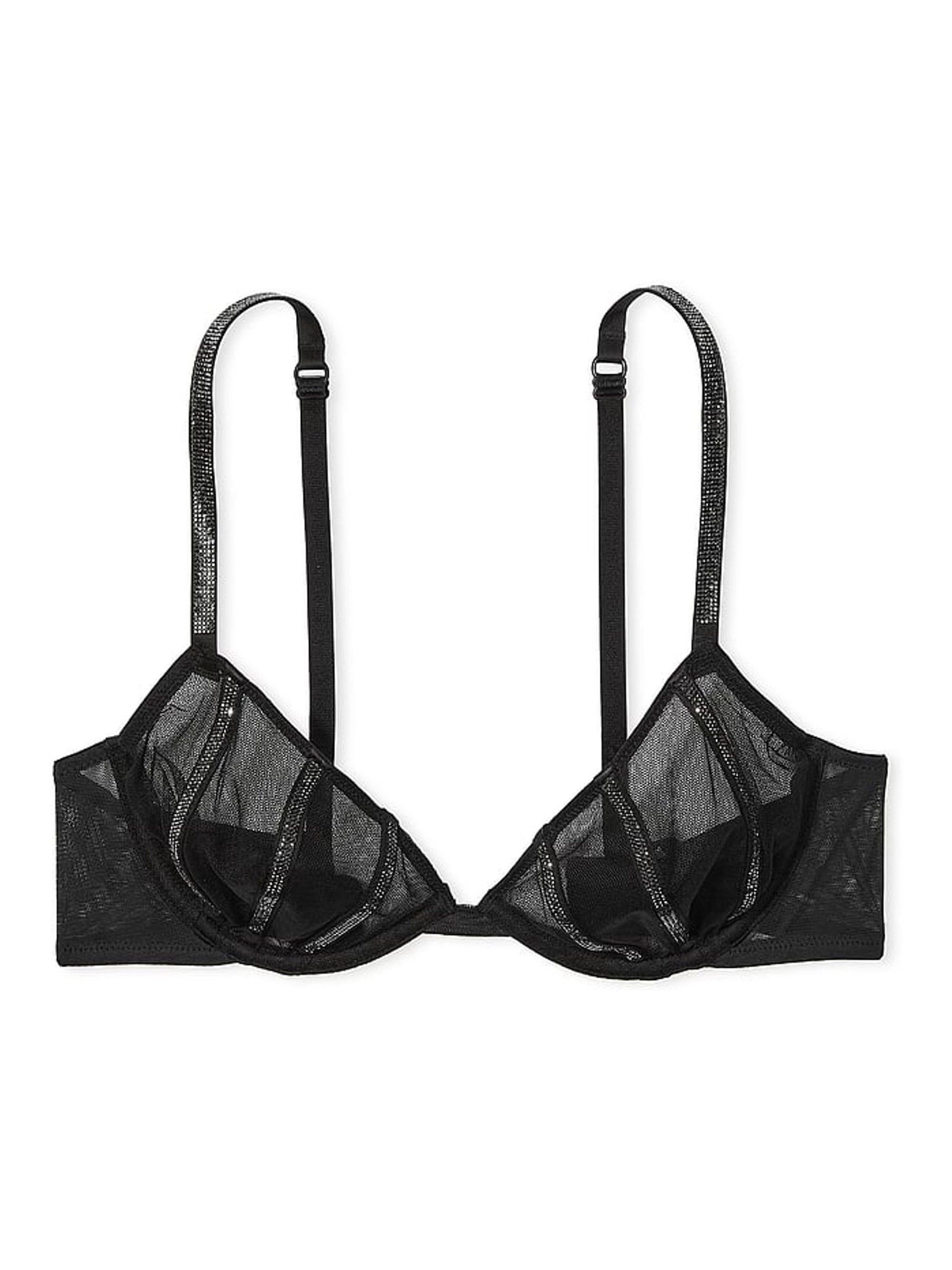 Black Sheer Shine Low Cut Demi Bra - Image 3 of 3