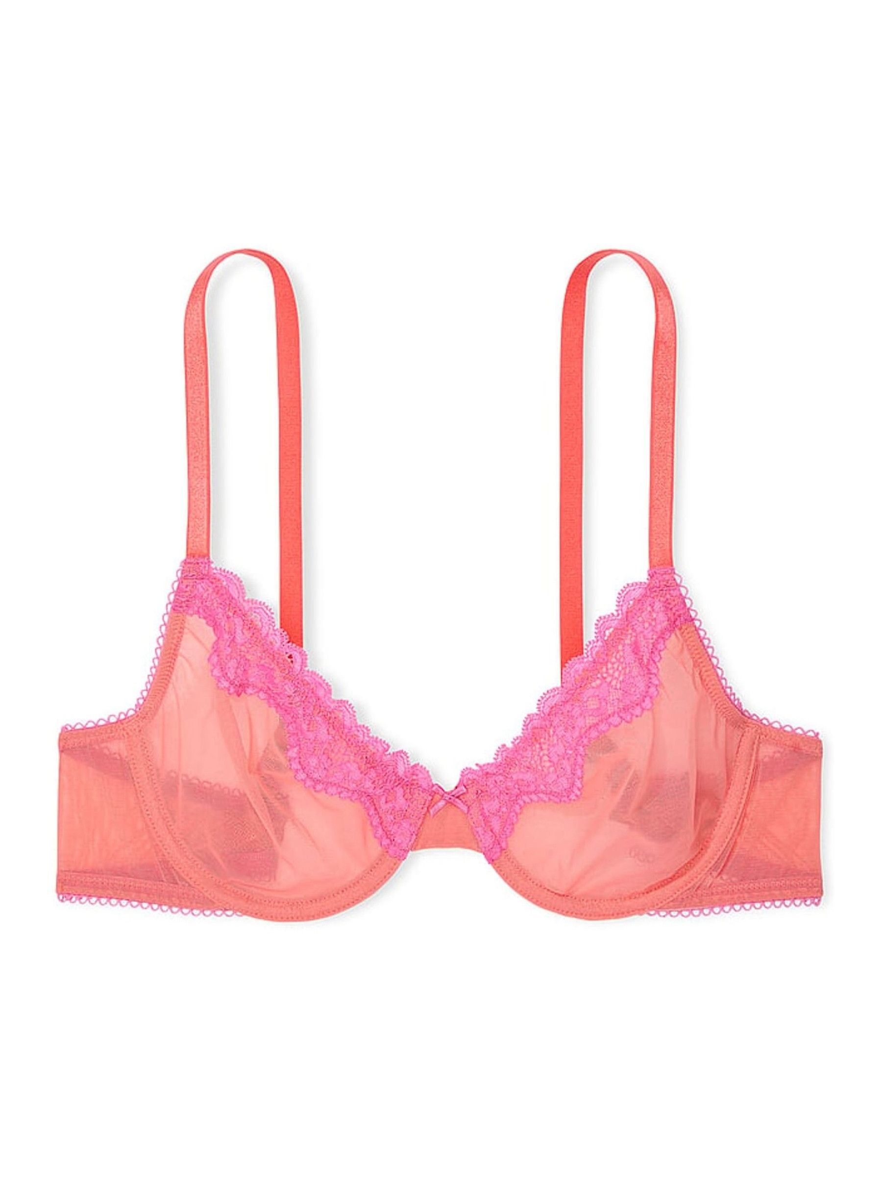 Coral Ribbon Pink Unlined Demi Bra - Image 3 of 3