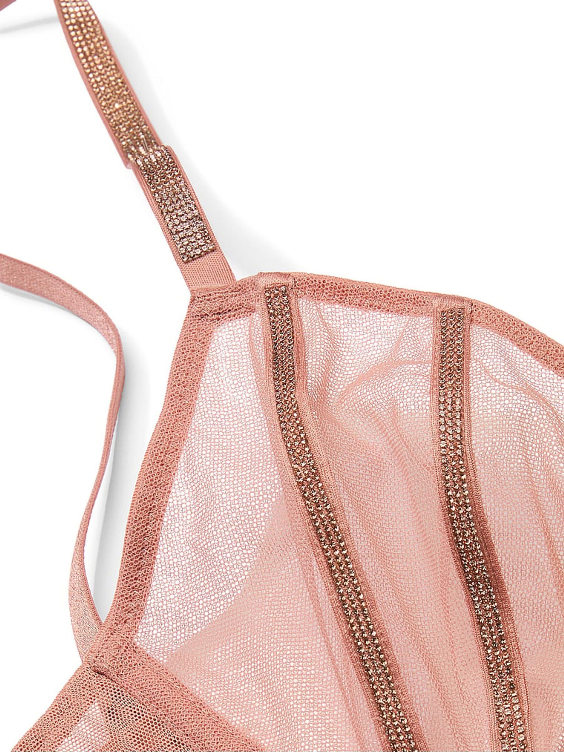 Almond Beige Nude Sheer Shine Low Cut Demi Bra - Image 4 of 4