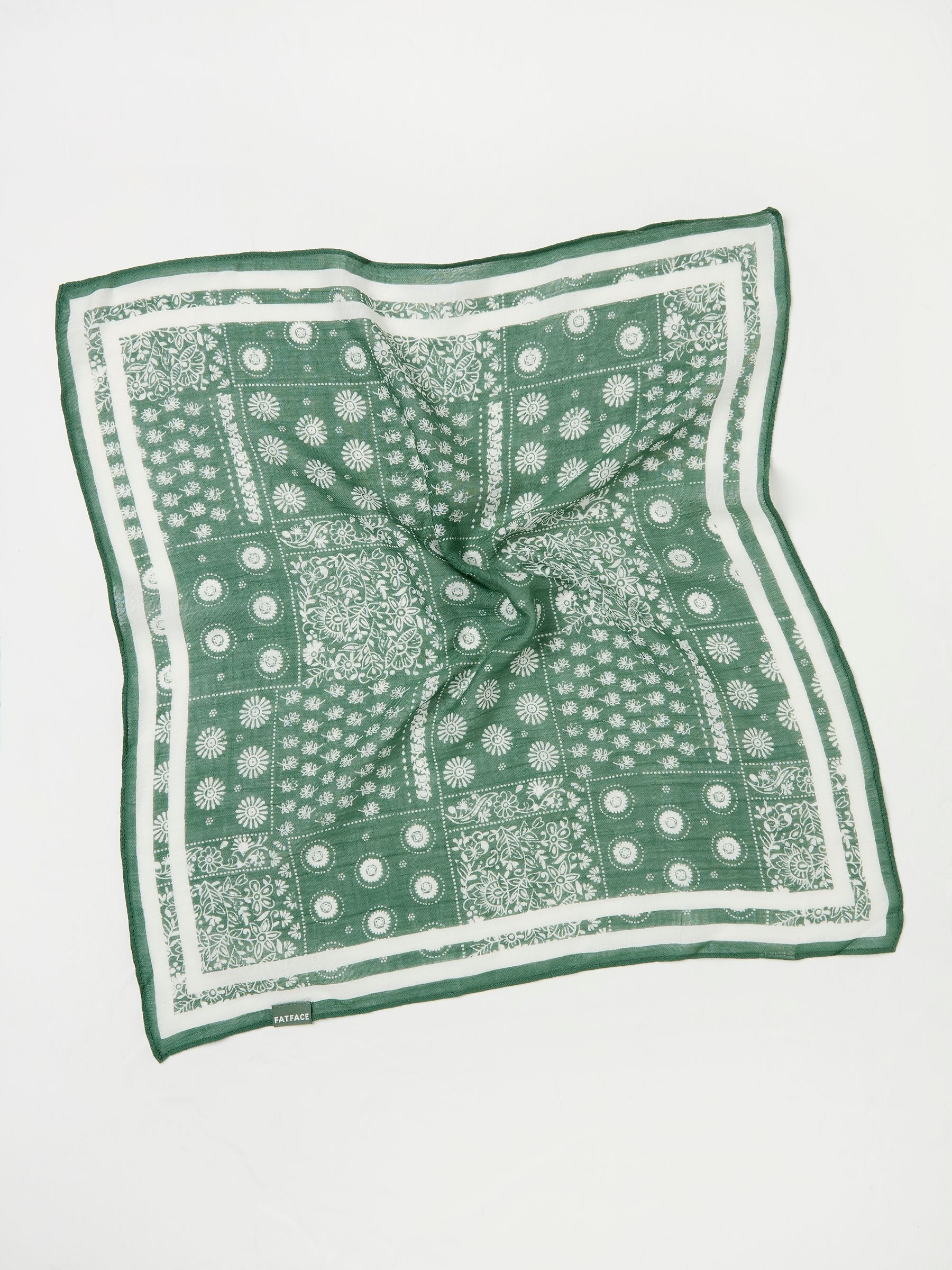 Green Bandana Printed Square Scarf - Image 2 of 2