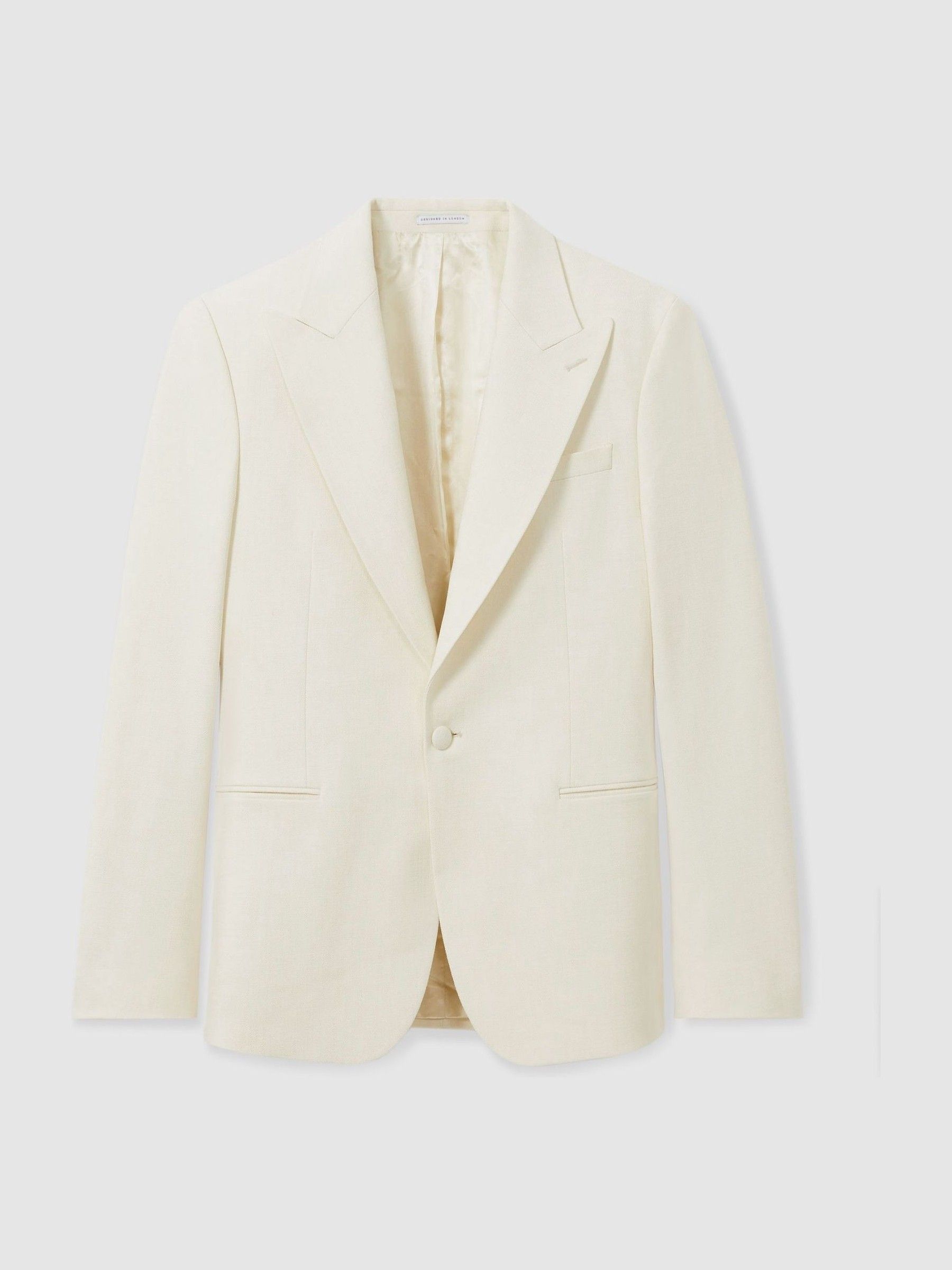 SIngle-Breasted Twill Blazer in Off White - Image 2 of 9