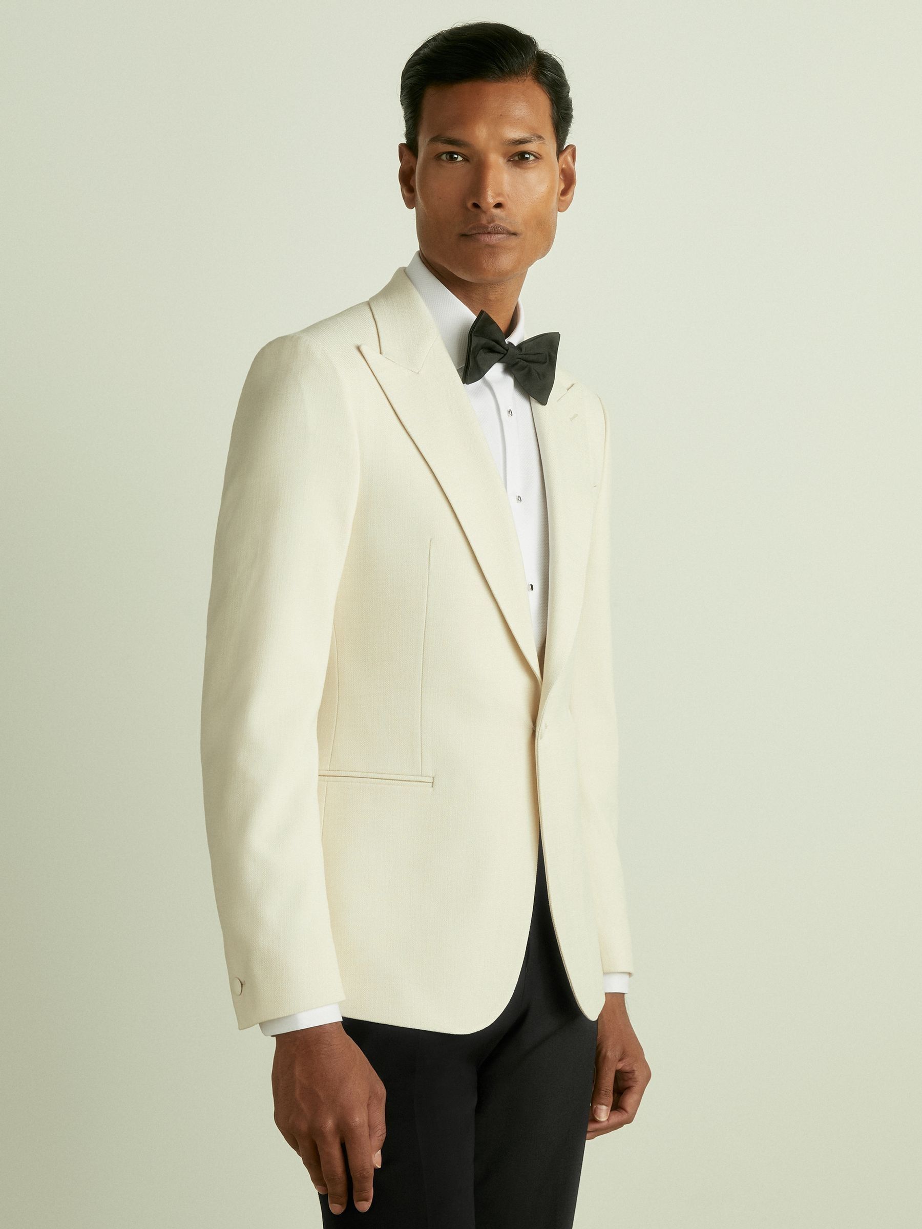 SIngle-Breasted Twill Blazer in Off White - Image 5 of 9