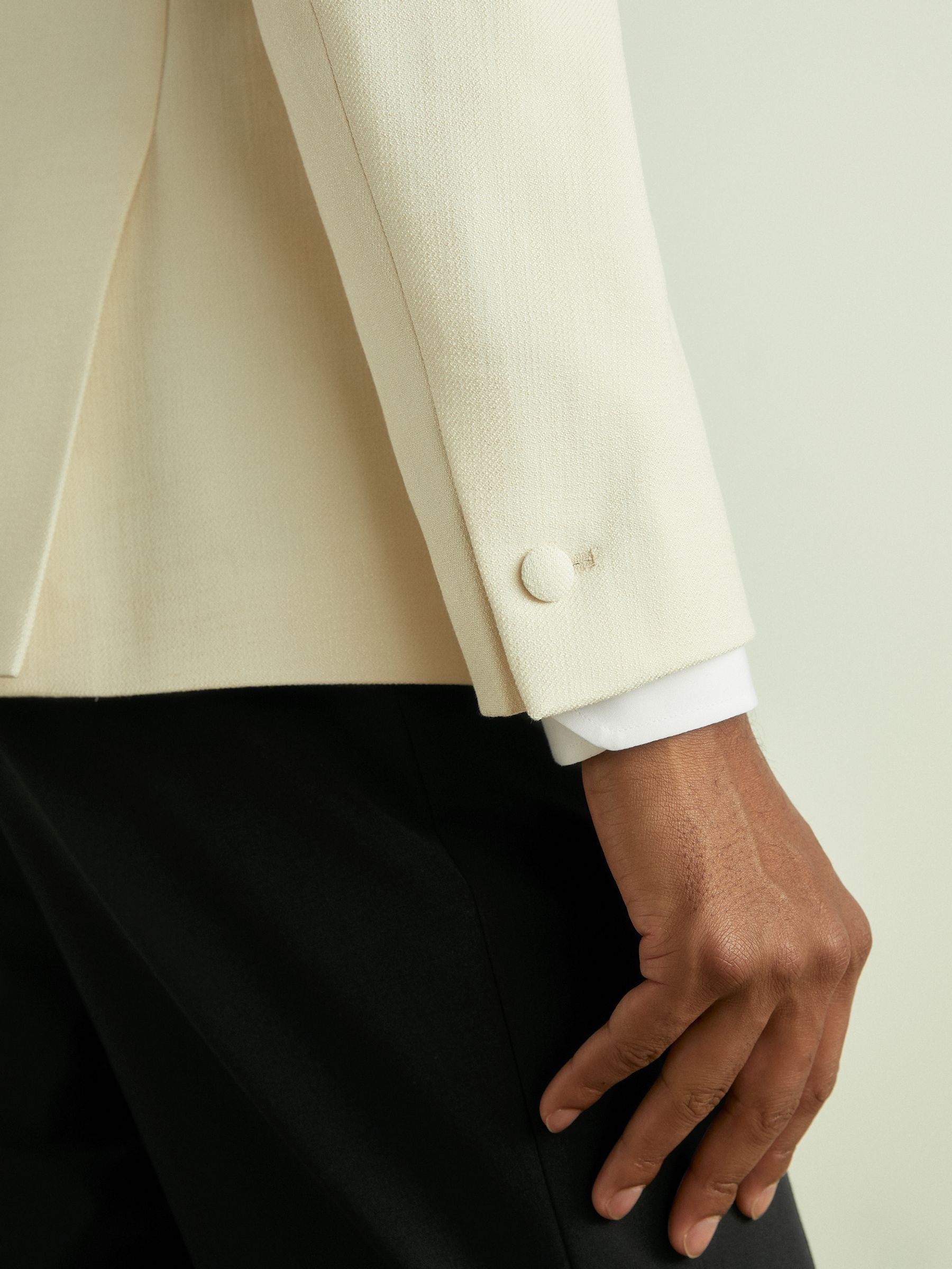 SIngle-Breasted Twill Blazer in Off White - Image 6 of 9