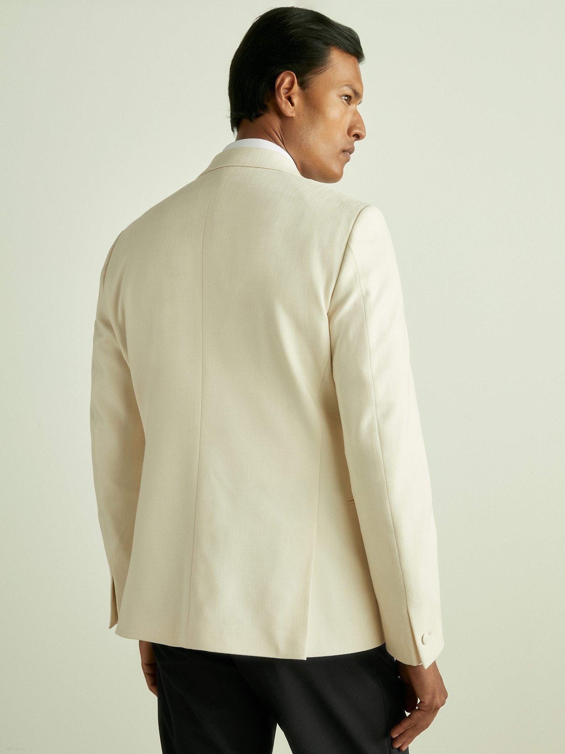 SIngle-Breasted Twill Blazer in Off White - Image 7 of 9