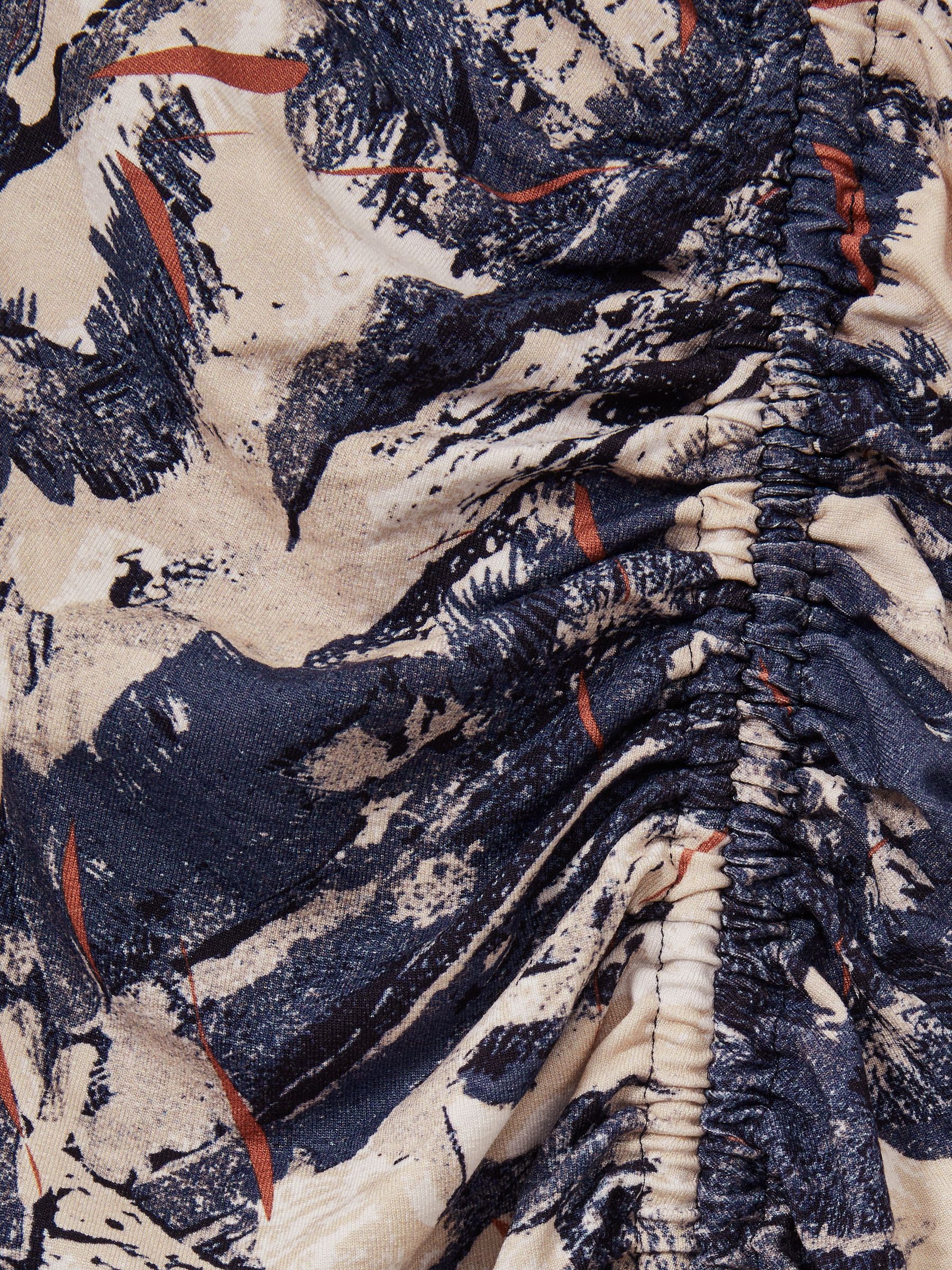 Printed Ruched Midi Dress in Navy/Neutral - Image 6 of 6