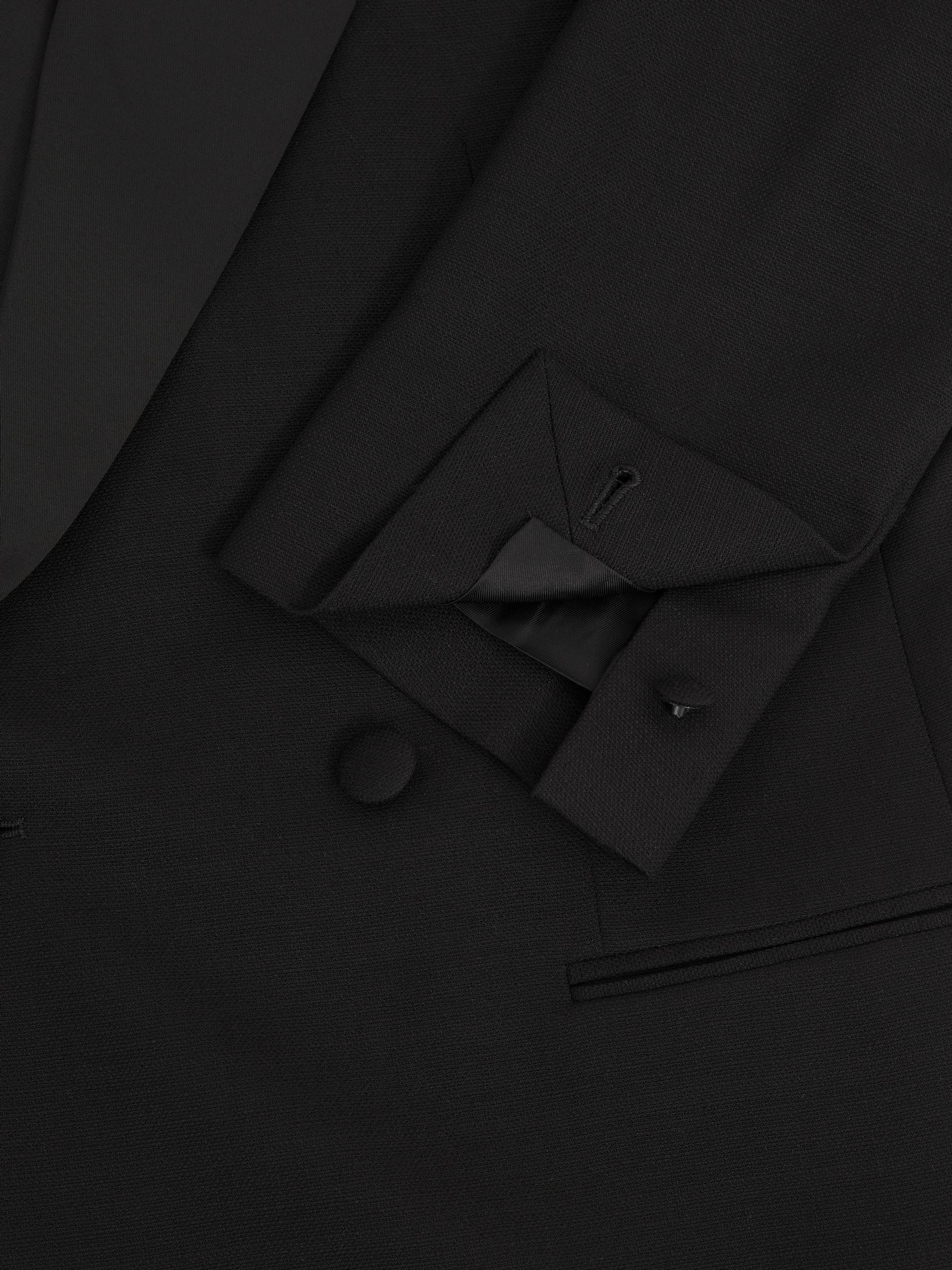Double-Breasted Tuxedo Jacket in Black Hopsack in Black - Image 8 of 8