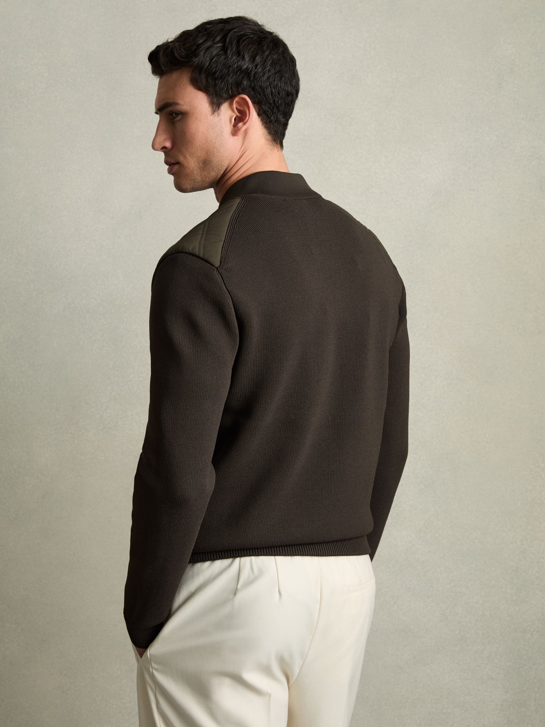 Quilted Hybrid Jacket in Military Green - Image 5 of 7
