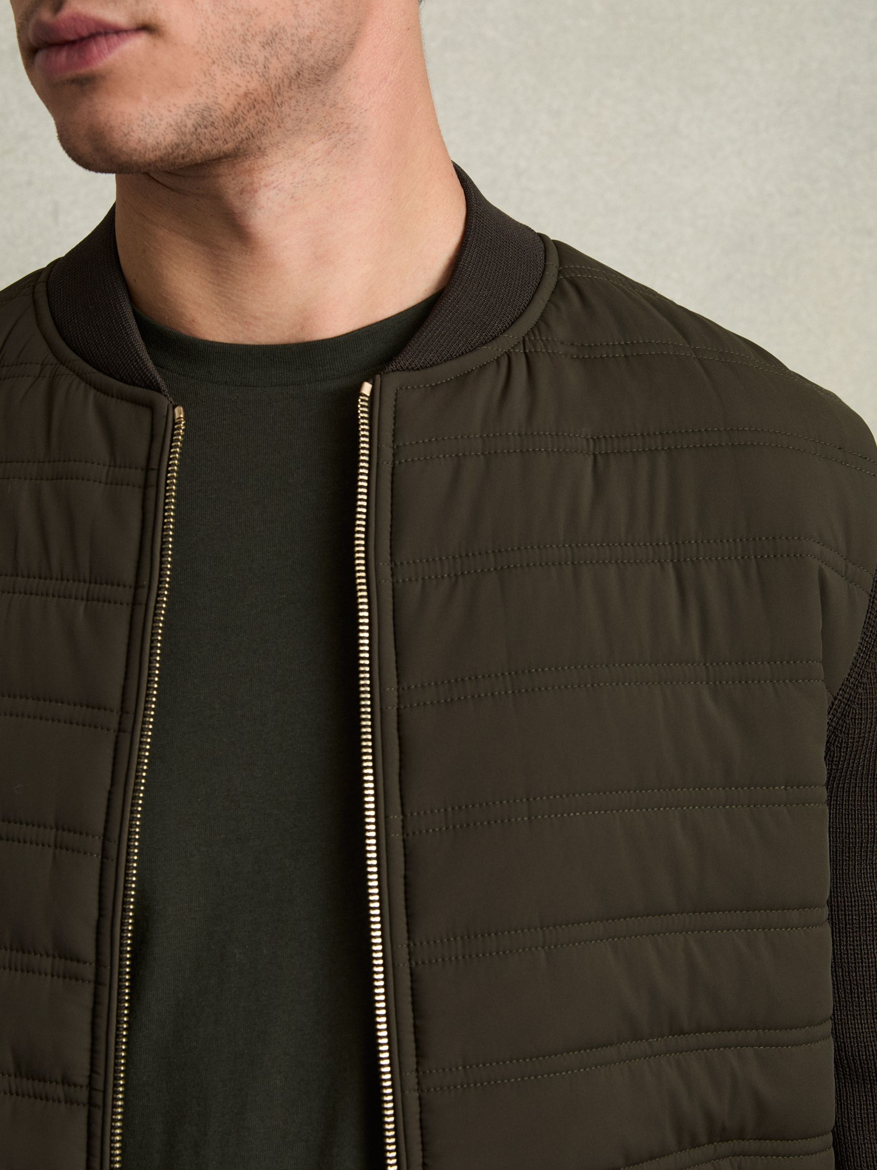 Quilted Hybrid Jacket in Military Green - Image 6 of 7