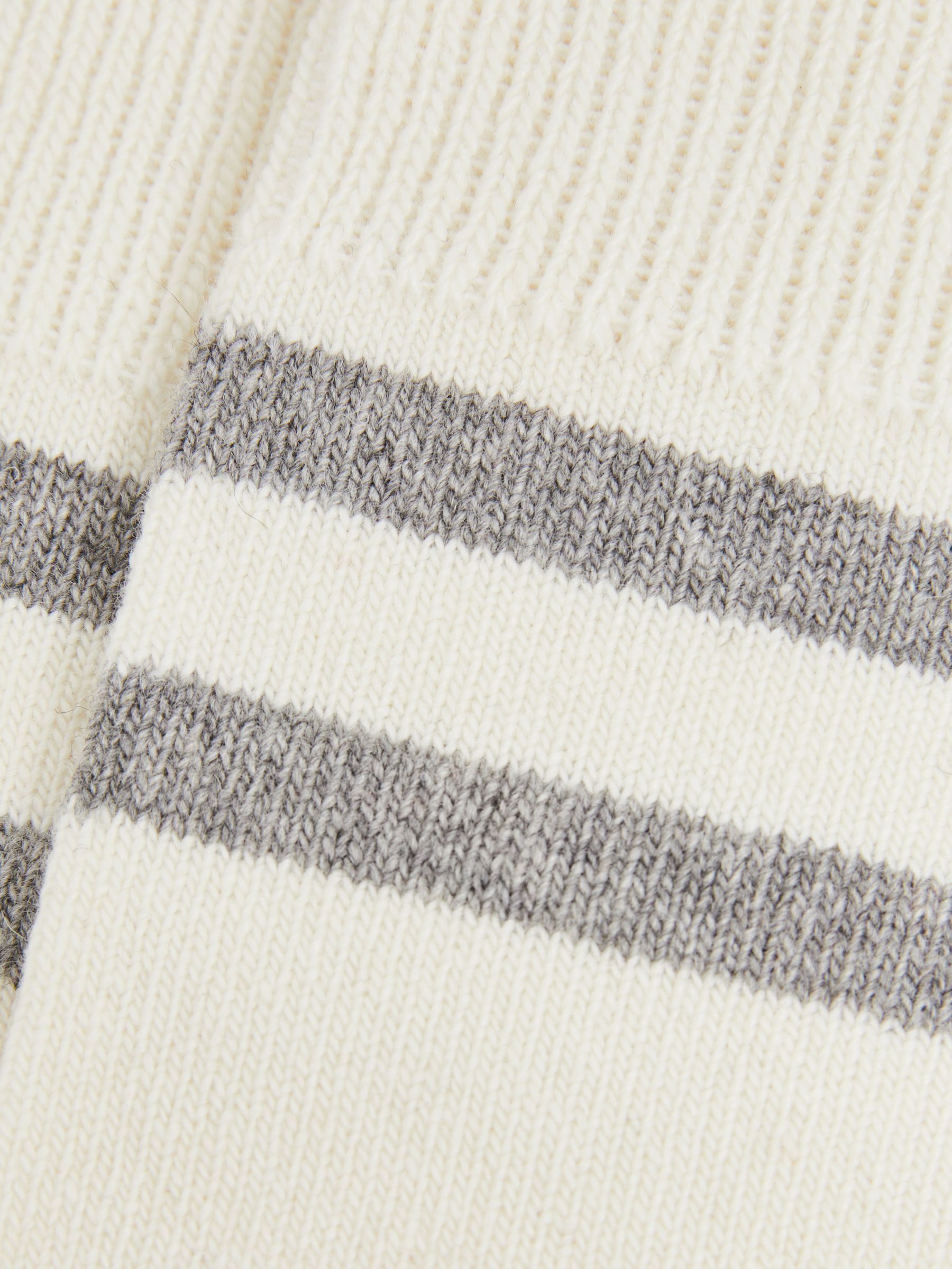 Striped Socks With Wool And Cashmere in Ecru/Soft Grey - Image 3 of 3