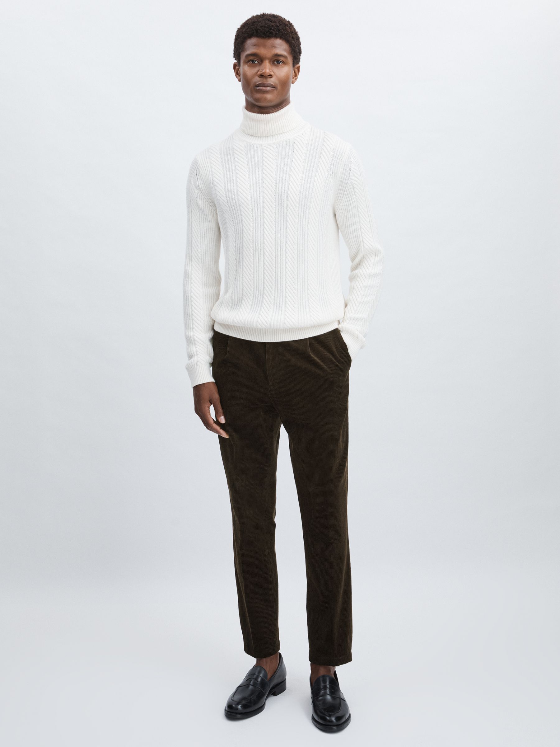 Oscar Jacobson Regular-Fit Corduroy Trousers in Dark Brown - Image 1 of 6